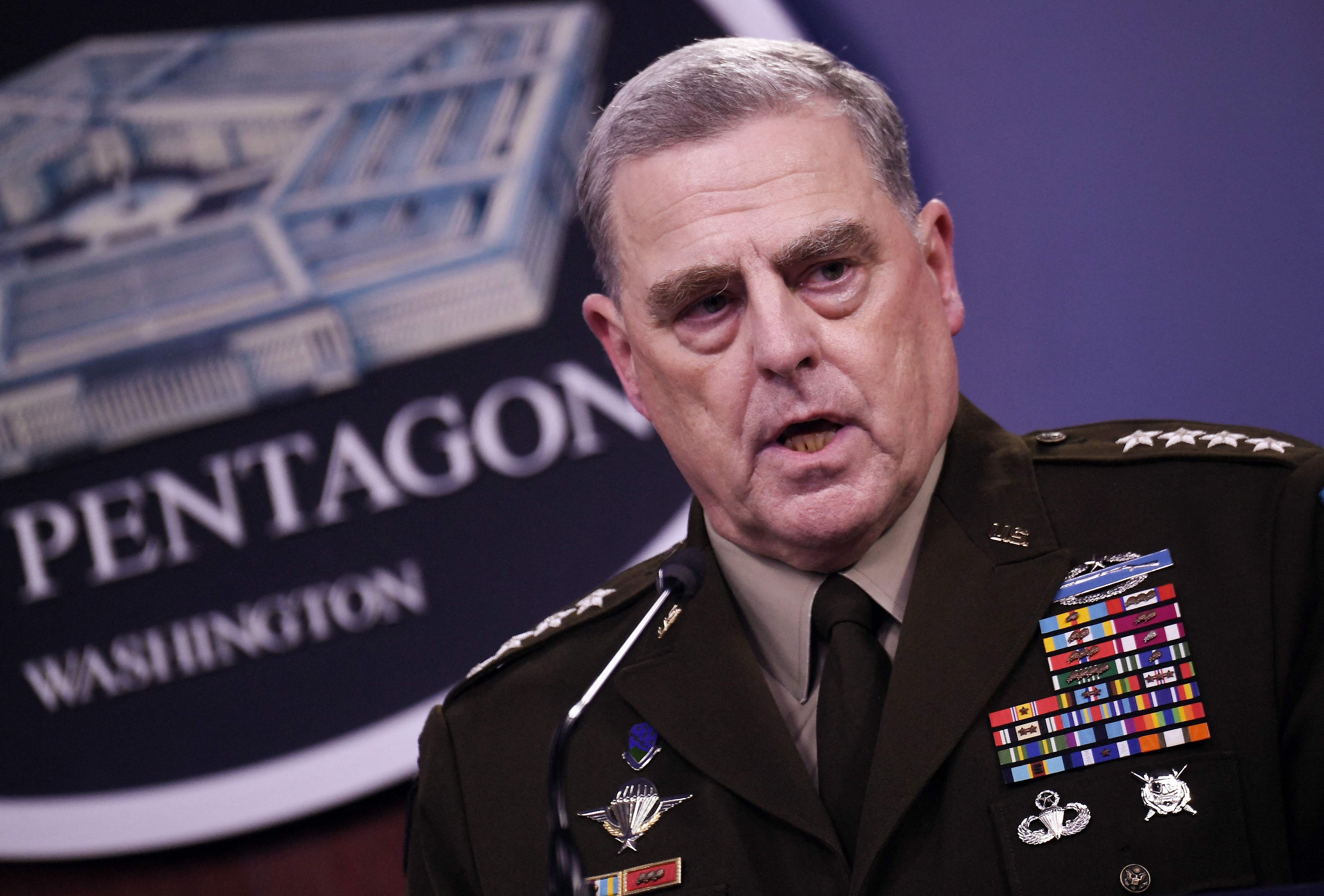 US Joint Chiefs of Staff Chairman General Mark Milley speaks during a press conference at the Pentagon in August. Photo: AFP