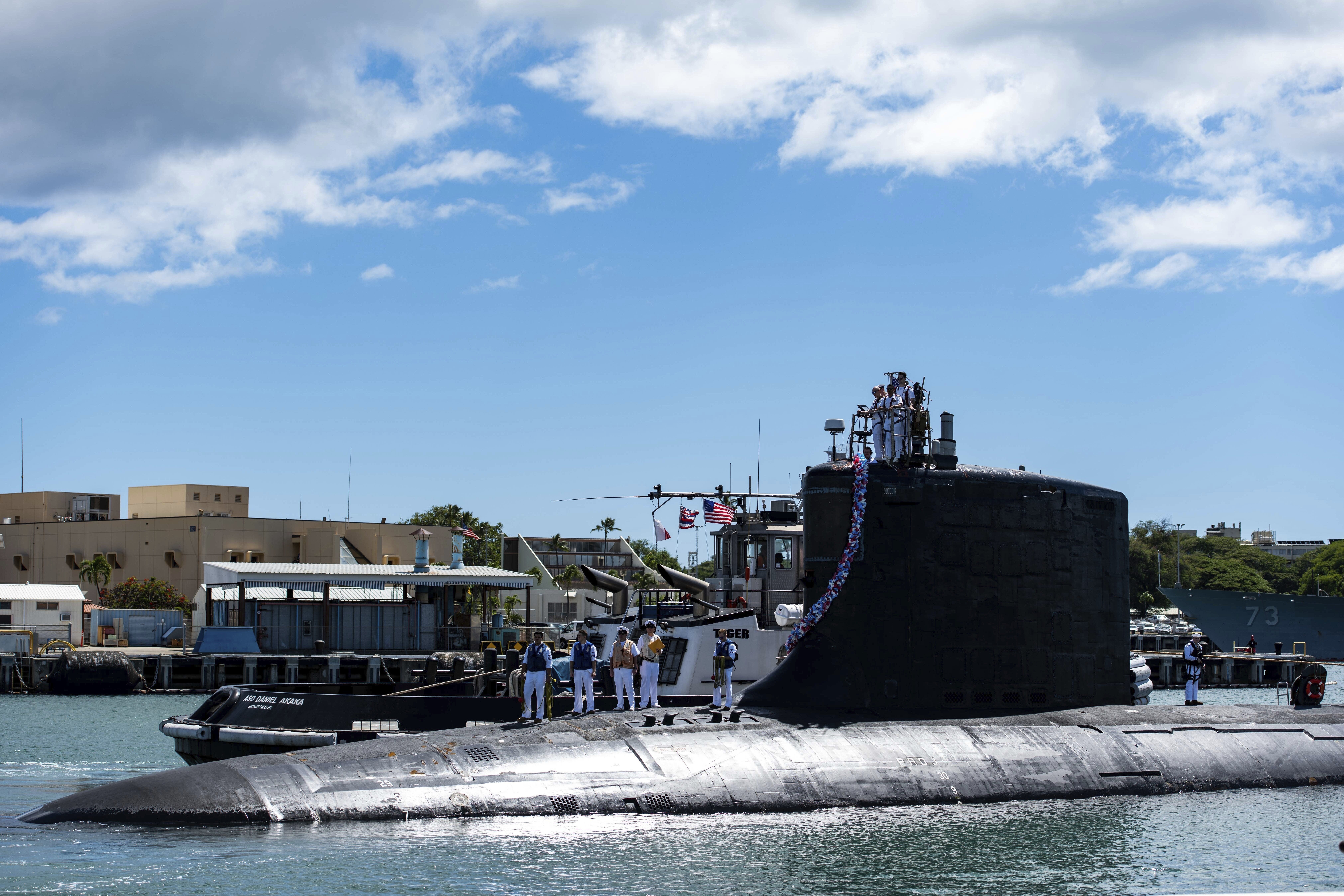 The Virginia-class fast-attack submarine USS Illinois docked at the Joint Base Pearl Harbour-Hickam. Photo: US Navy via AP