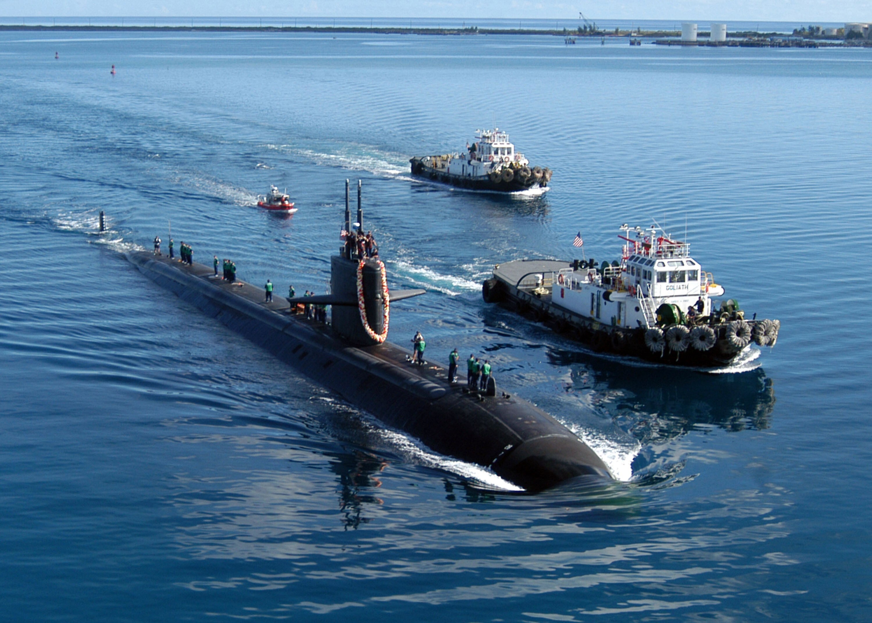 The nuclear-powered USS San Francisco in Apra Harbour, Guam. The US and Britain have agreed to share nuclear submarine technology with Australia. Photo: Getty Images