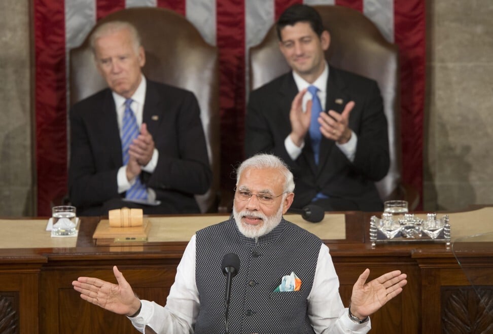 Indian Prime Minister Narendra Modi addresses a joint session of the US Congress in 2016. Photo: EPA