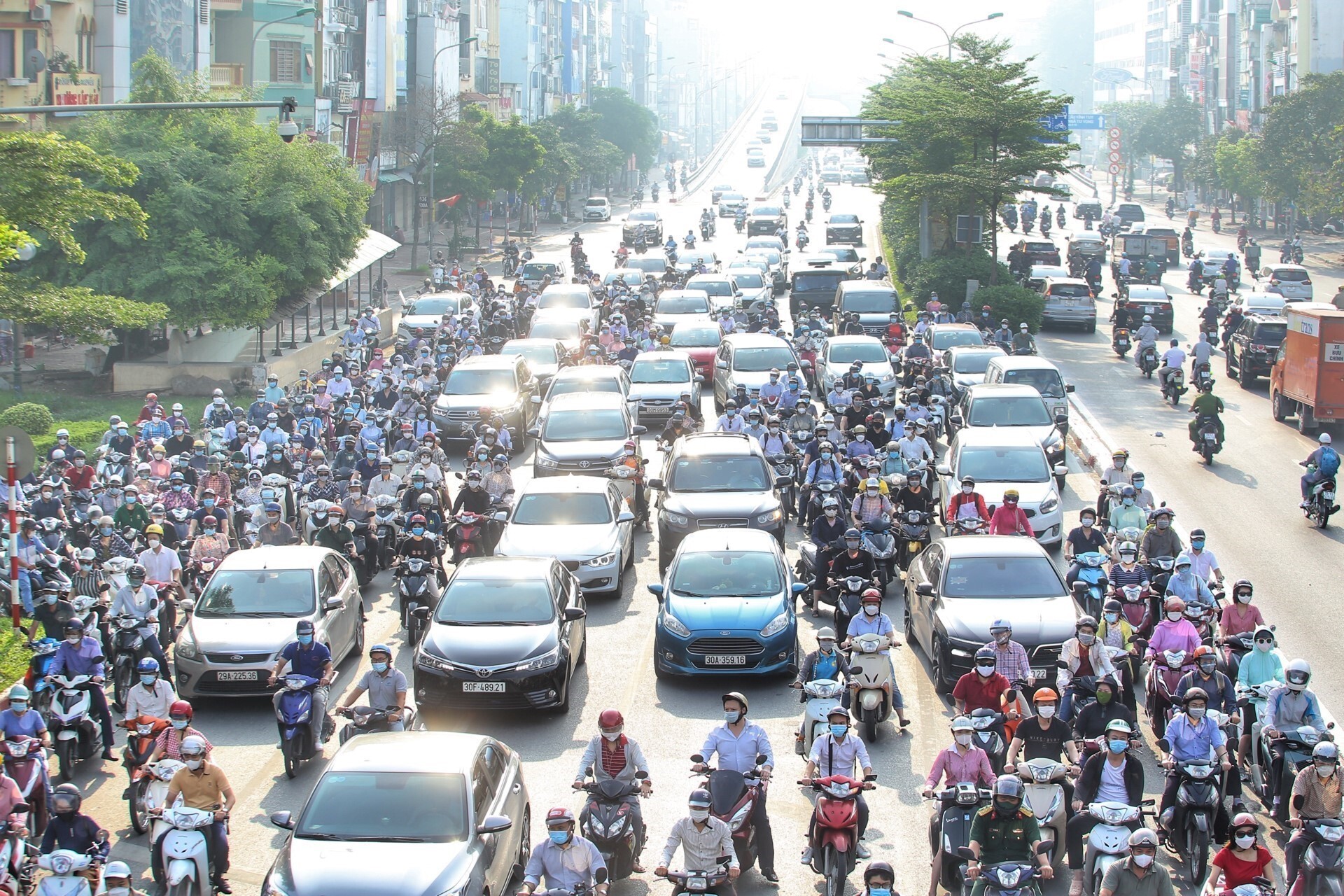 Heavy traffic in Hanoi on Wednesday following the easing of Covid-19 restrictions in the Vietnamese capital. Photo: Xinhua