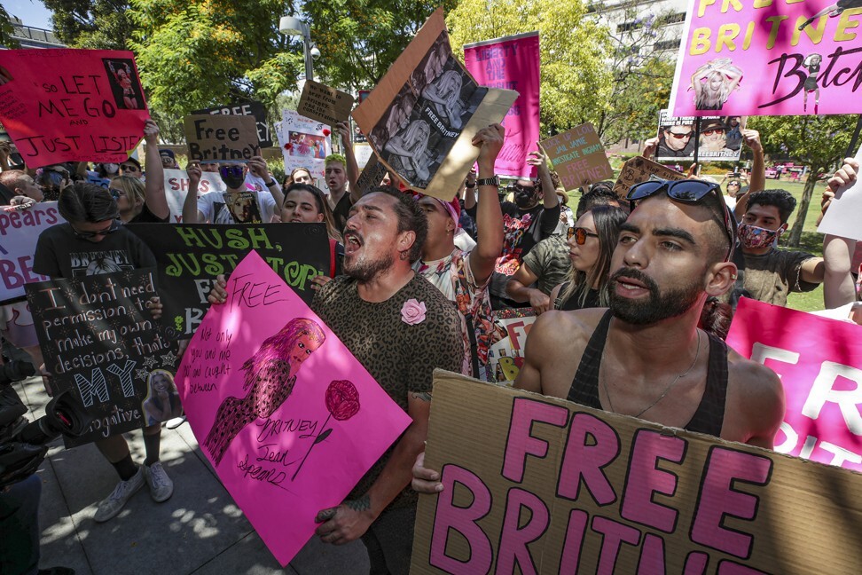 Supporters of Britney Spears march in California on June 23, 2021. File photo: LA Times/TNS