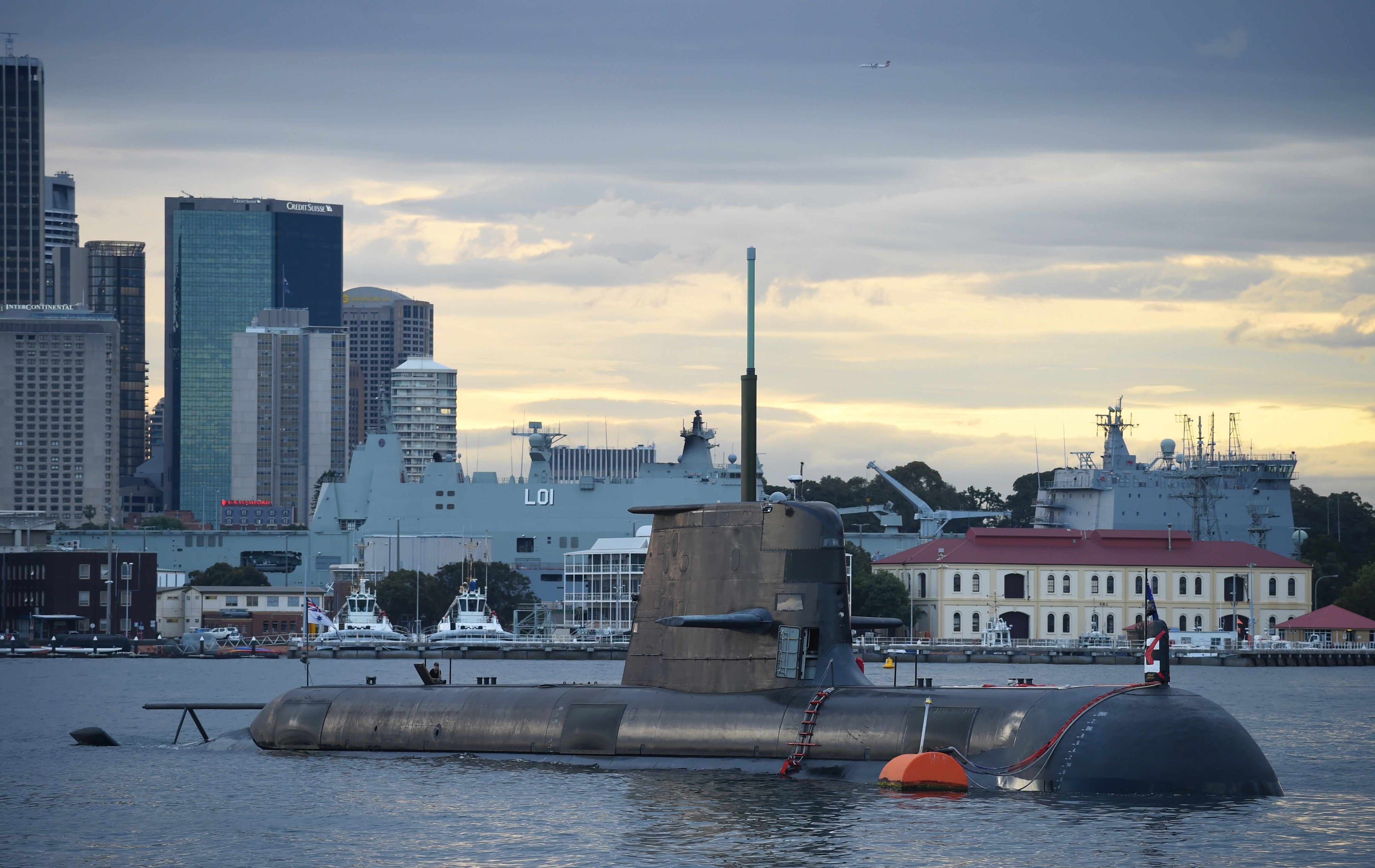 A Royal Australian Navy diesel and electric-powered Collins Class submarine in Sydney Harbour, in 2016. The Aukus pact will allow Australia to build nuclear-powered submarines using US technology. Photo: AFP