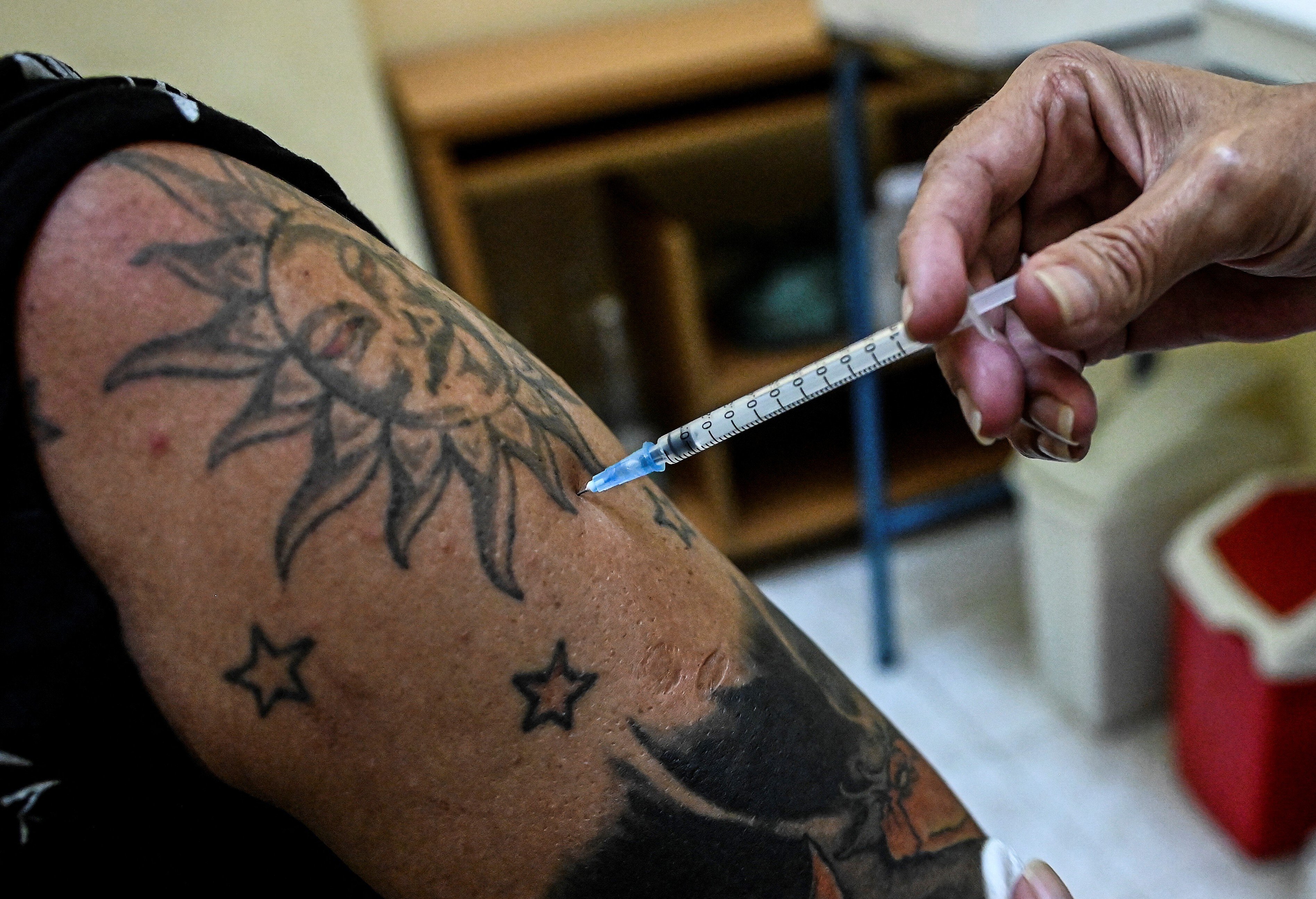 A health worker is inoculated with the Cuban Covid-19 vaccine Abdala in Havana. Photo: AFP