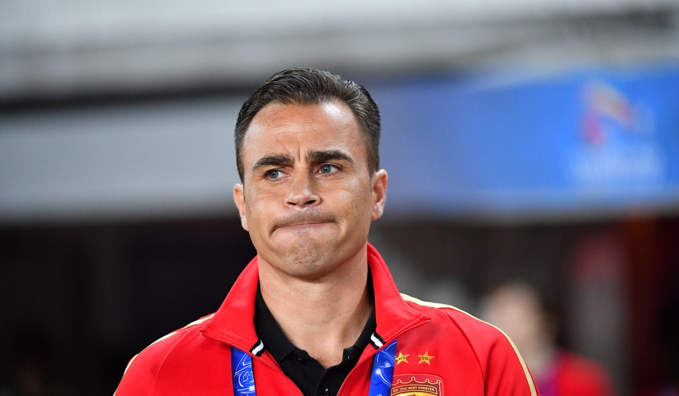 Guangzhou Evergrande head coach Fabio Cannavaro looks on during the Group G match against South Korea's Jeju United in the 2018 AFC Champions League. Photo: Xinhua