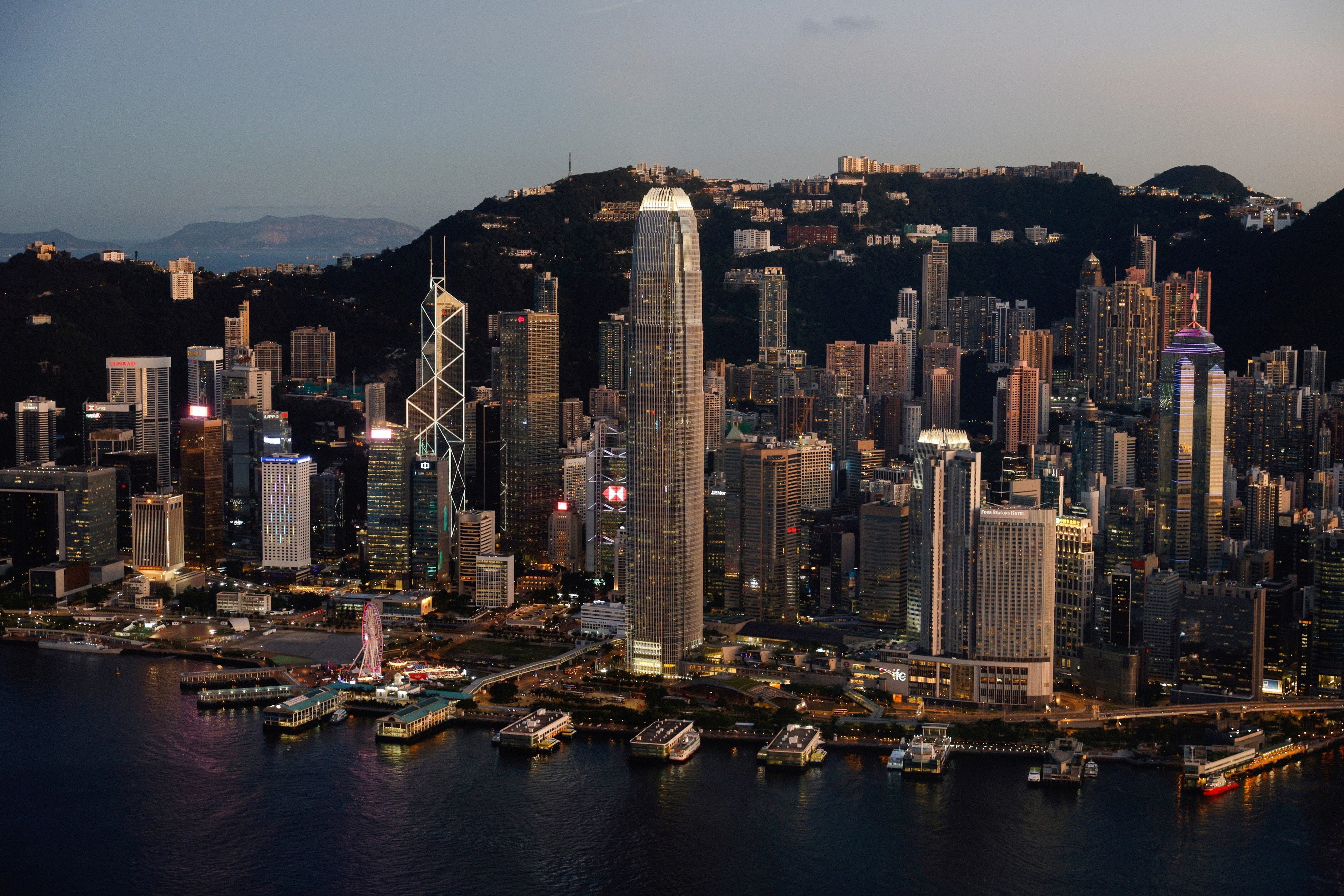 A general view of Two International Finance Centre (IFC), HSBC headquarters and Bank of China in Hong Kong, China July 13, 2021. Photo: Reuters