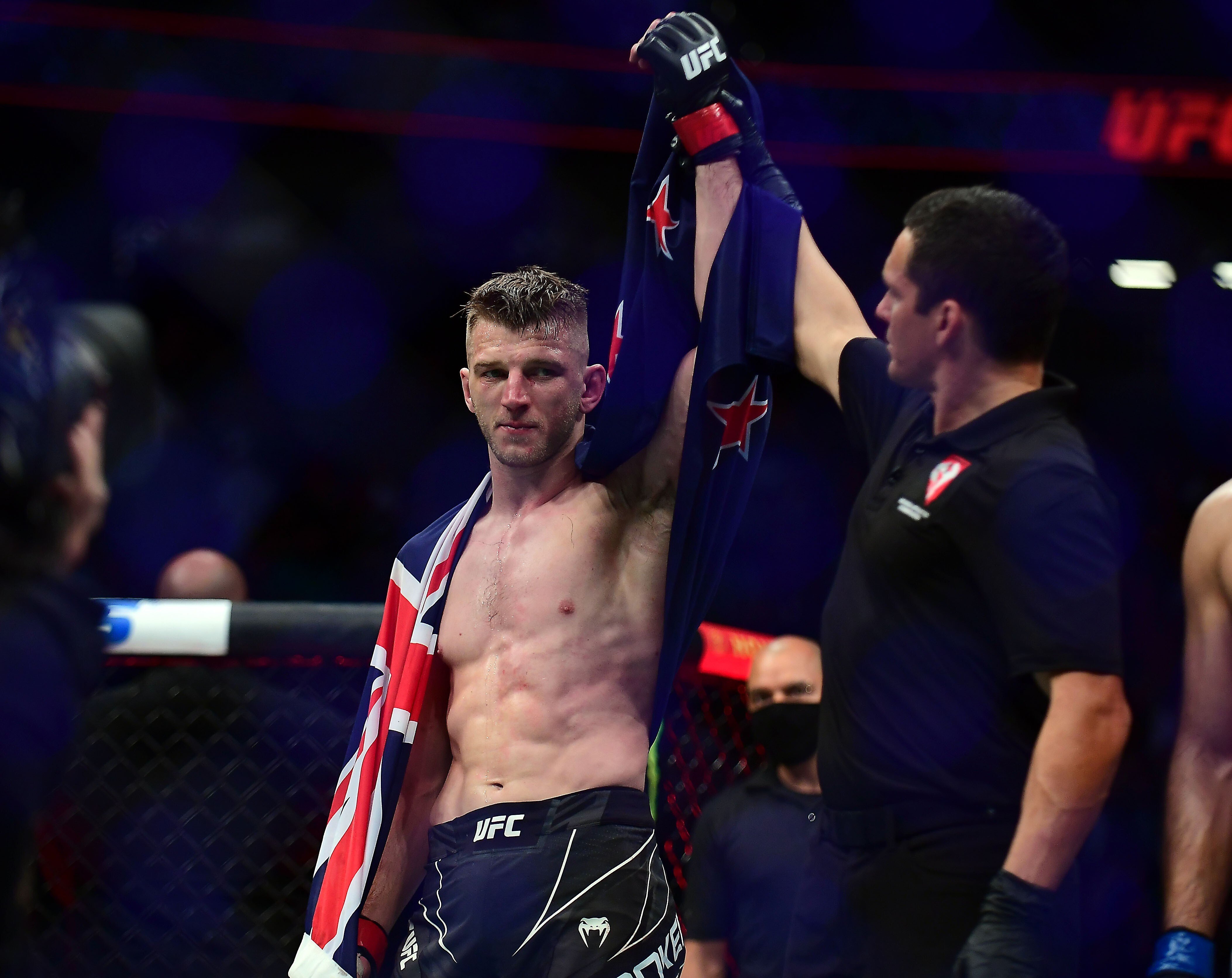 Dan Hooker is declared the winner by decision against Nasrat Haqparast at UFC 266. Photo: USA Today
