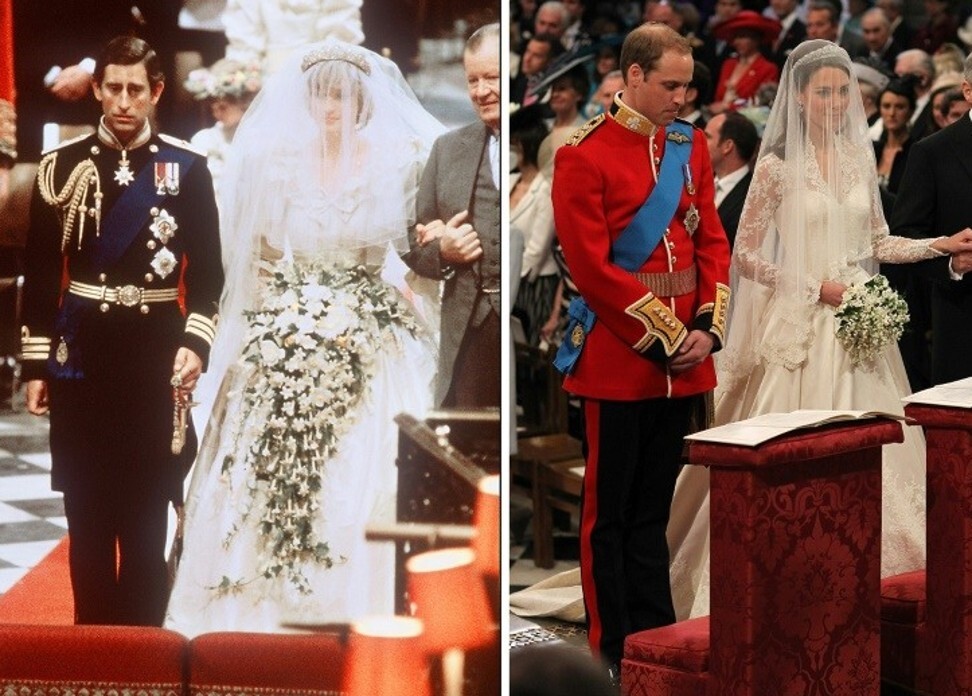 The weddings of Charles and Diana in 1981 (left), and of William and Kate in 2011. File photos: AFP