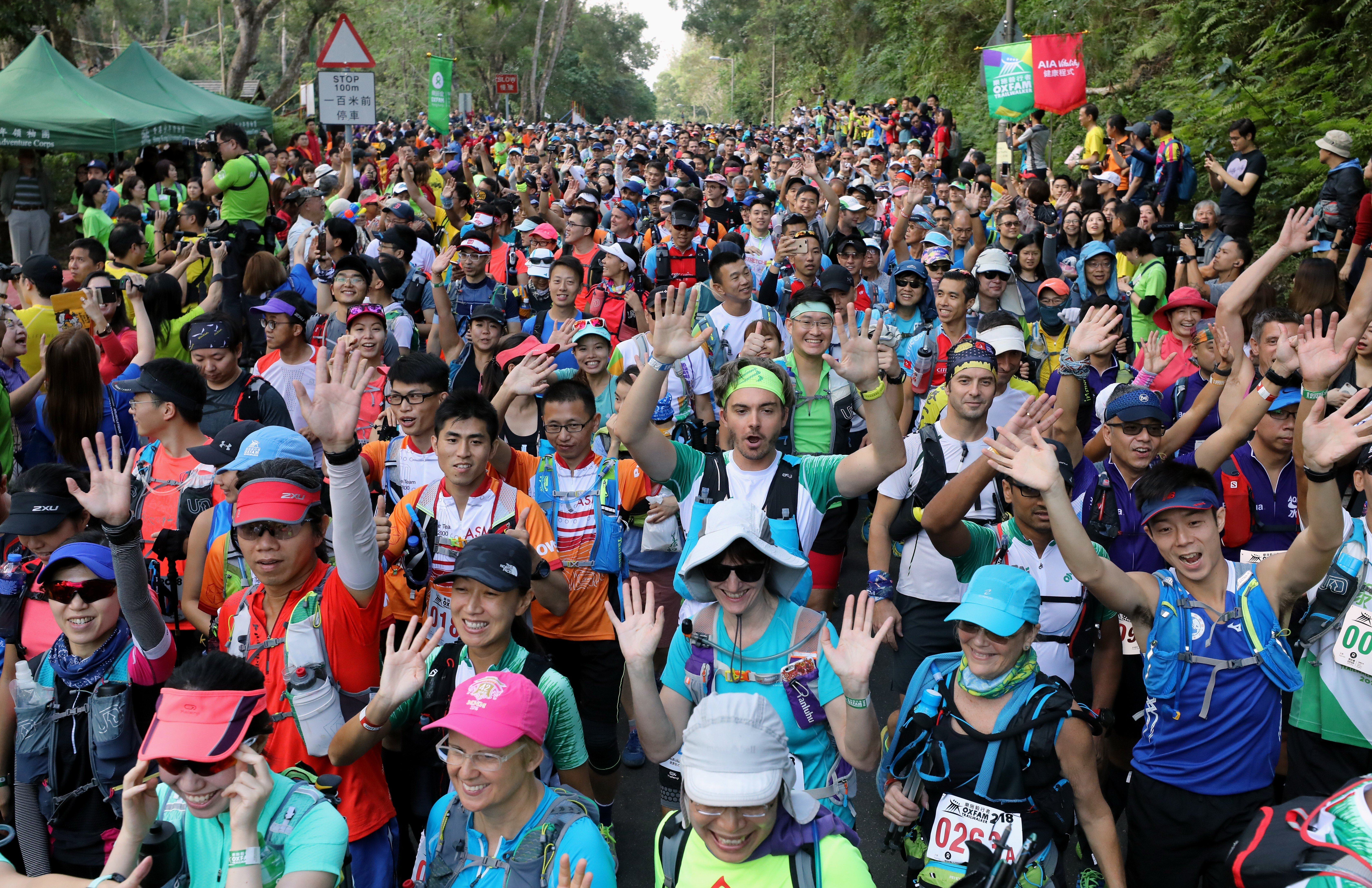 Competitors at the starting point of the 2018 Oxfam Trailwalker in Sai Kung. Photo: Dickson Lee