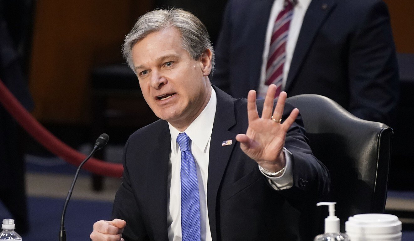 FBI Director Christopher Wray on Capitol Hill in Washington in March. Photo: AP