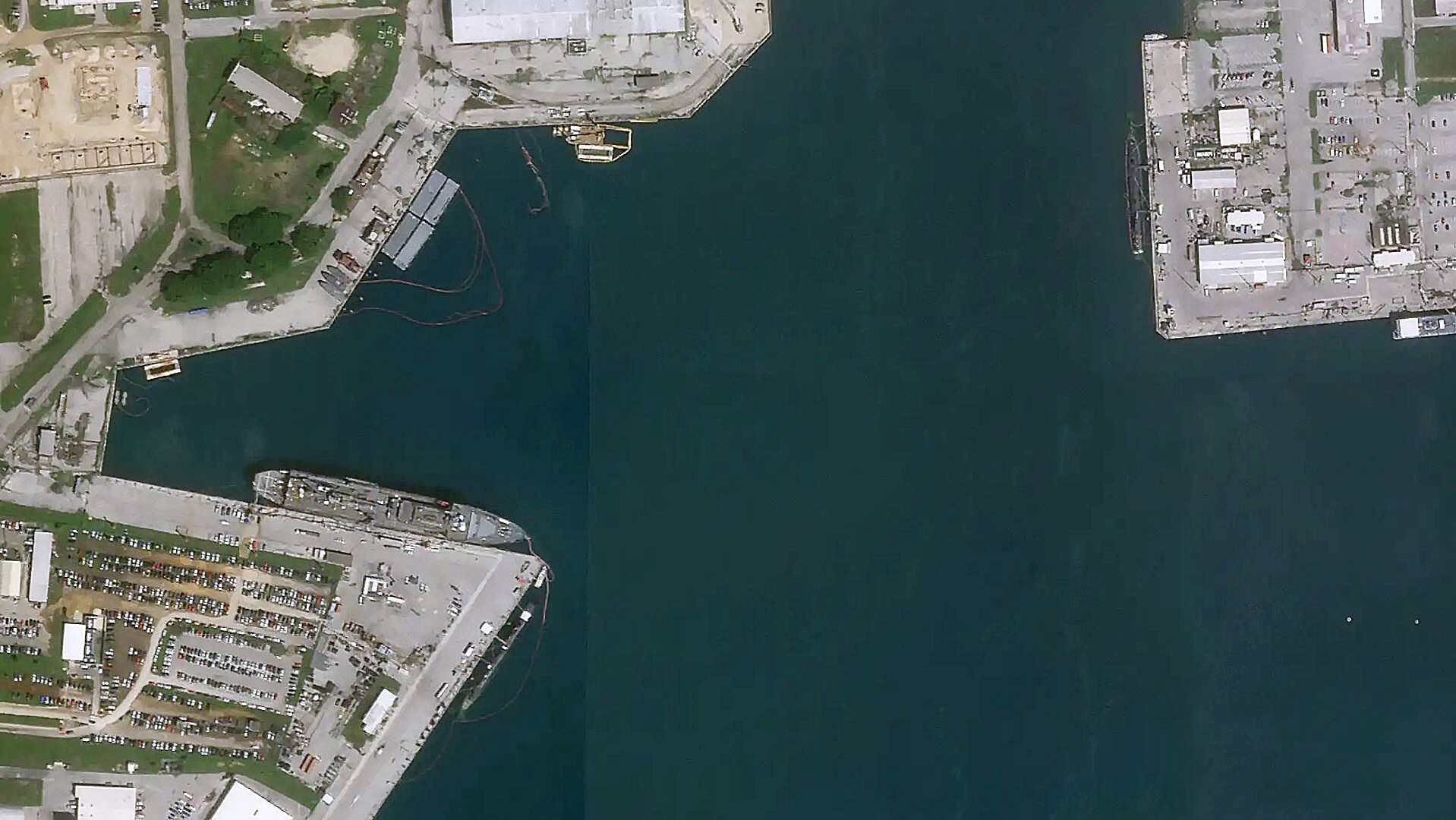 A satellite image shows the USS Connecticut nuclear submarine moored in Guam. Photo: Weibo