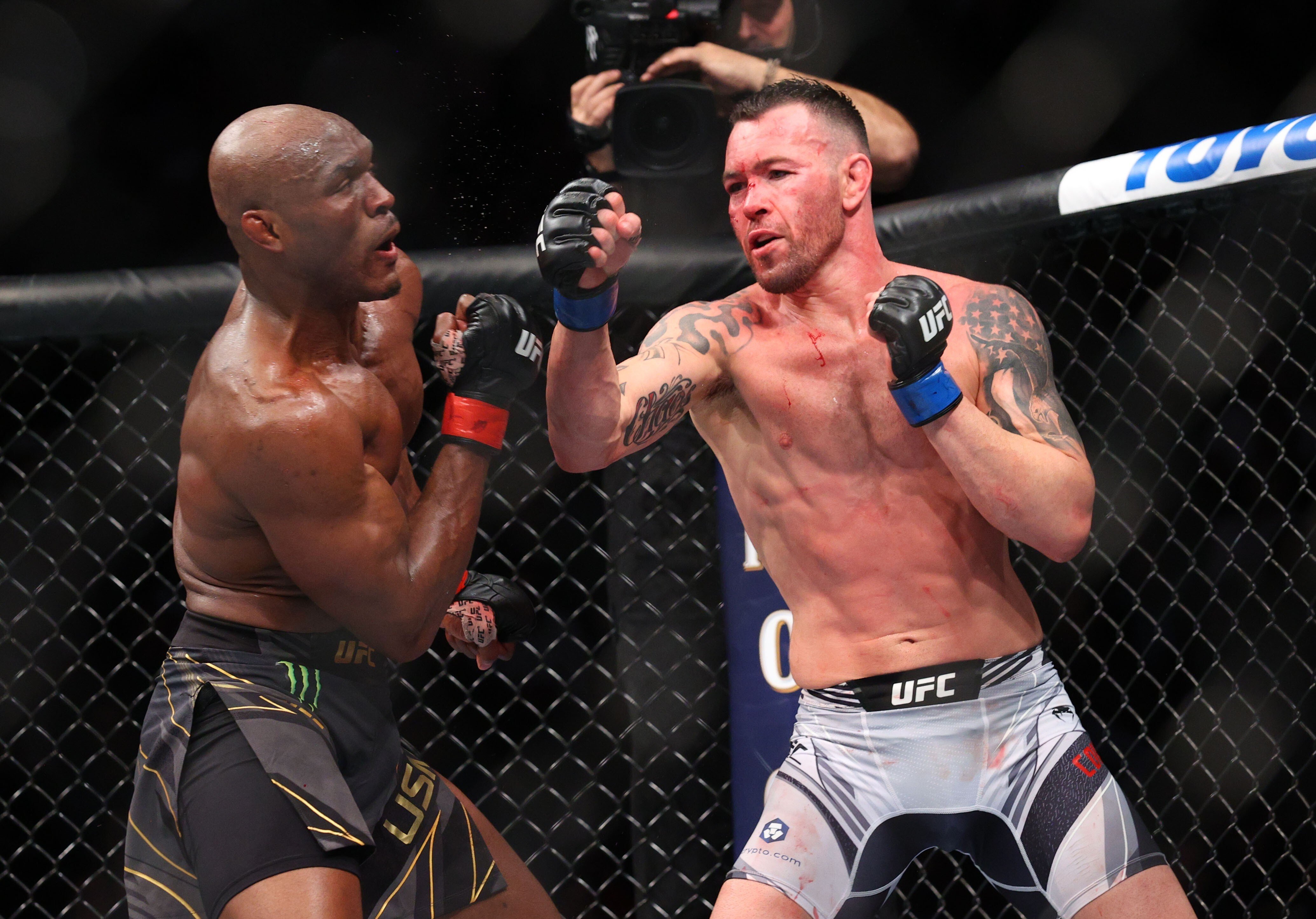 Colby Covington throws a punch against Kamaru Usman during UFC 268 at Madison Square Garden. Photo: Ed Mulholland/USA TODAY Sports