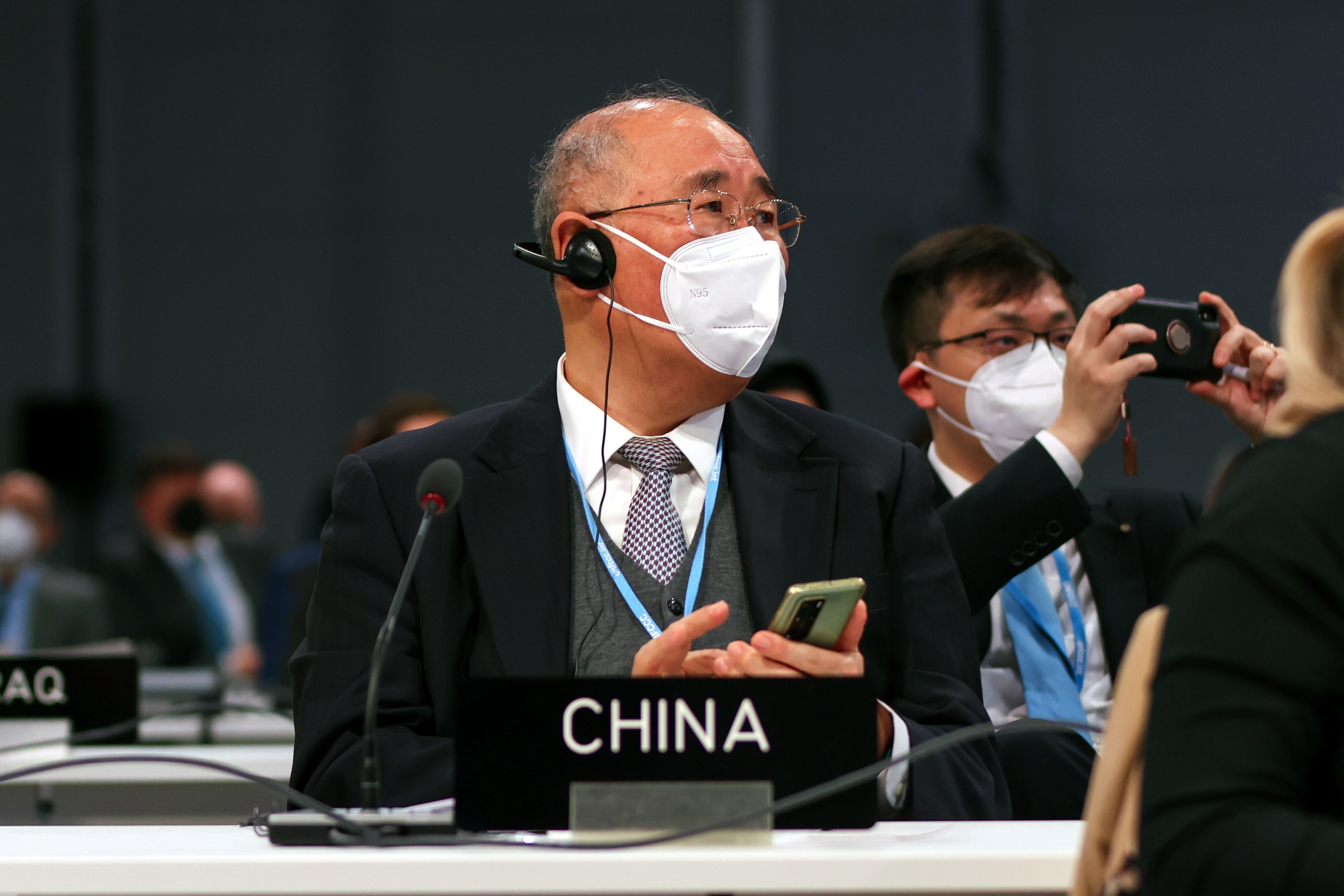 Xie Zhenhua, China’s special envoy for climate change attends the opening ceremony of the UN Climate Change Conference (COP26) in Glasgow. The COP26 conference runs until November 12. Photo: EPA-EFE