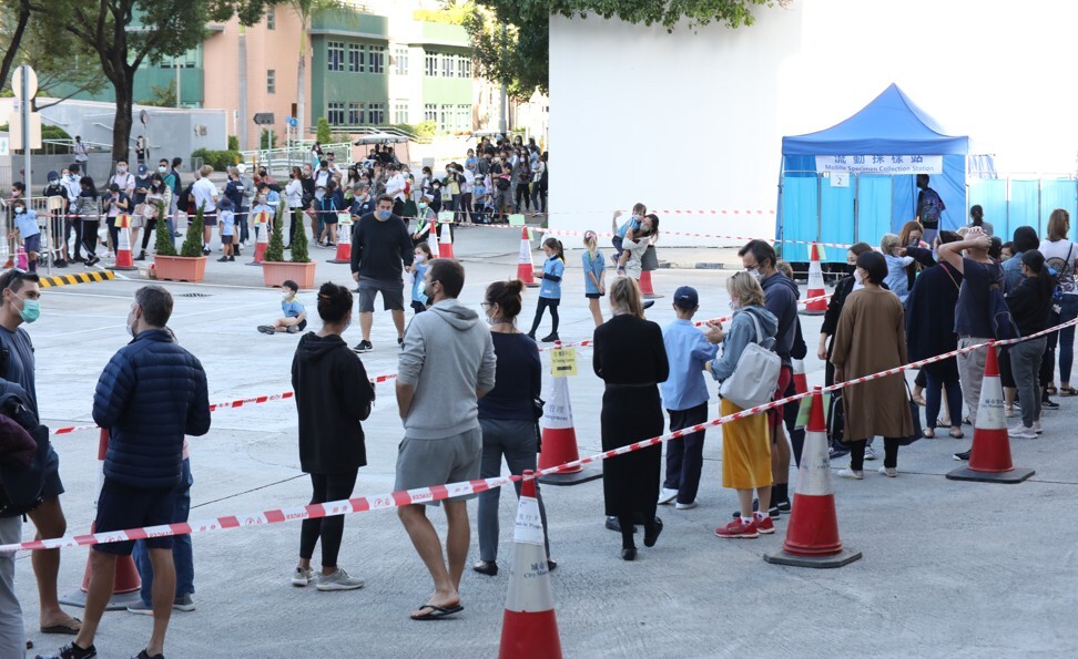 Three testing stations were established in Discovery Bay on Wednesday. Photo: Felix Wong