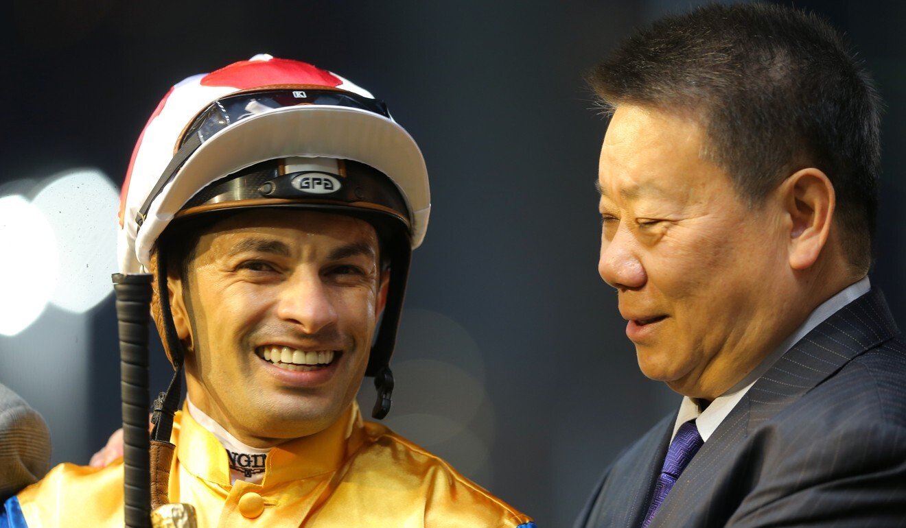 Jockey Silvestre de Sousa celebrates a winner with Manfred Man.