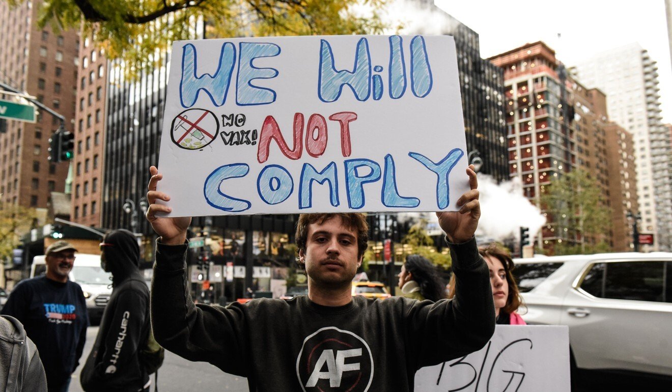 People attend an anti-vaccine protest in New York City. Photo: Getty Images/AFP