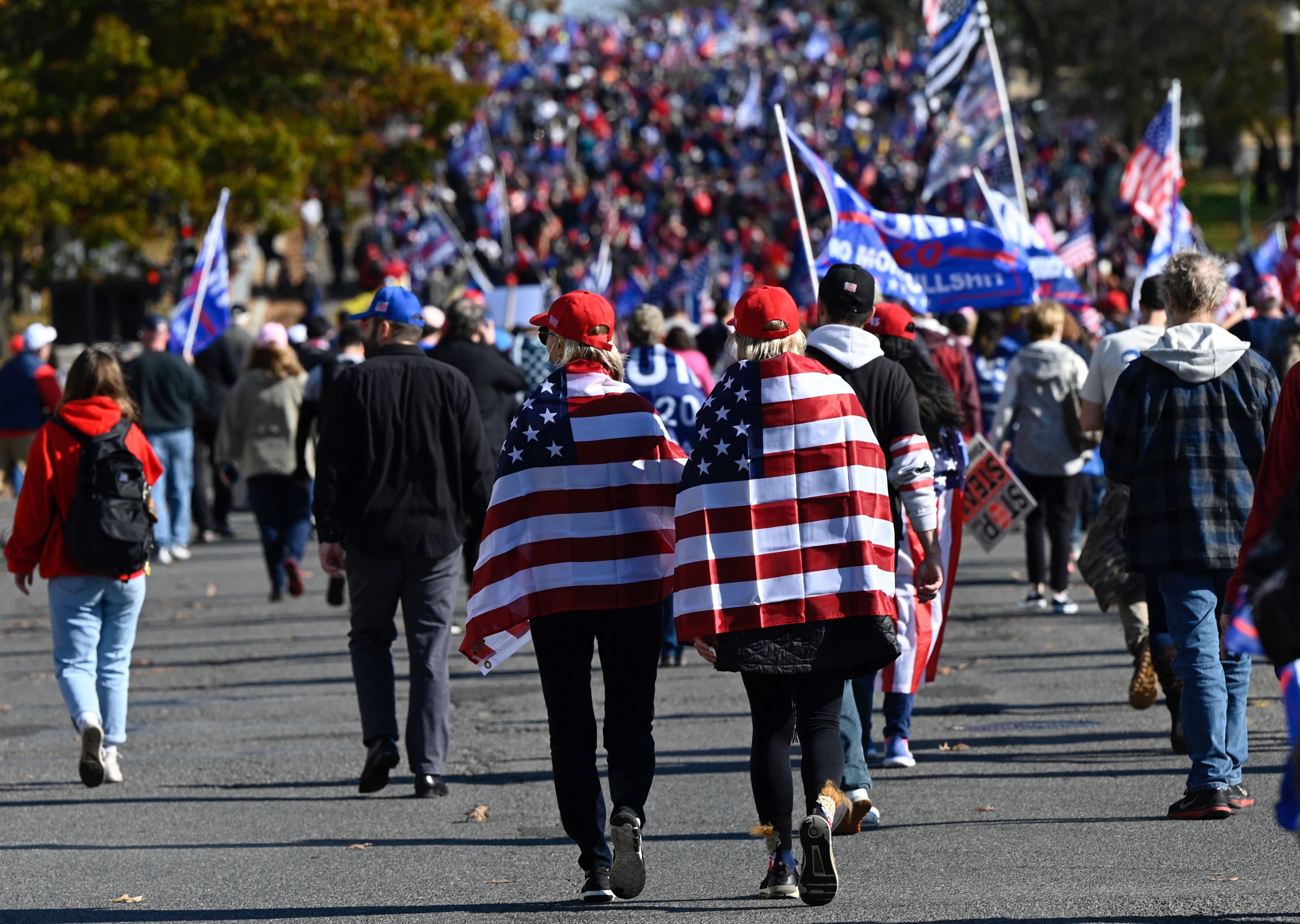 Trump supporters march in November 2020 to back the claim that the US election was fraudulent. Photo: AFP