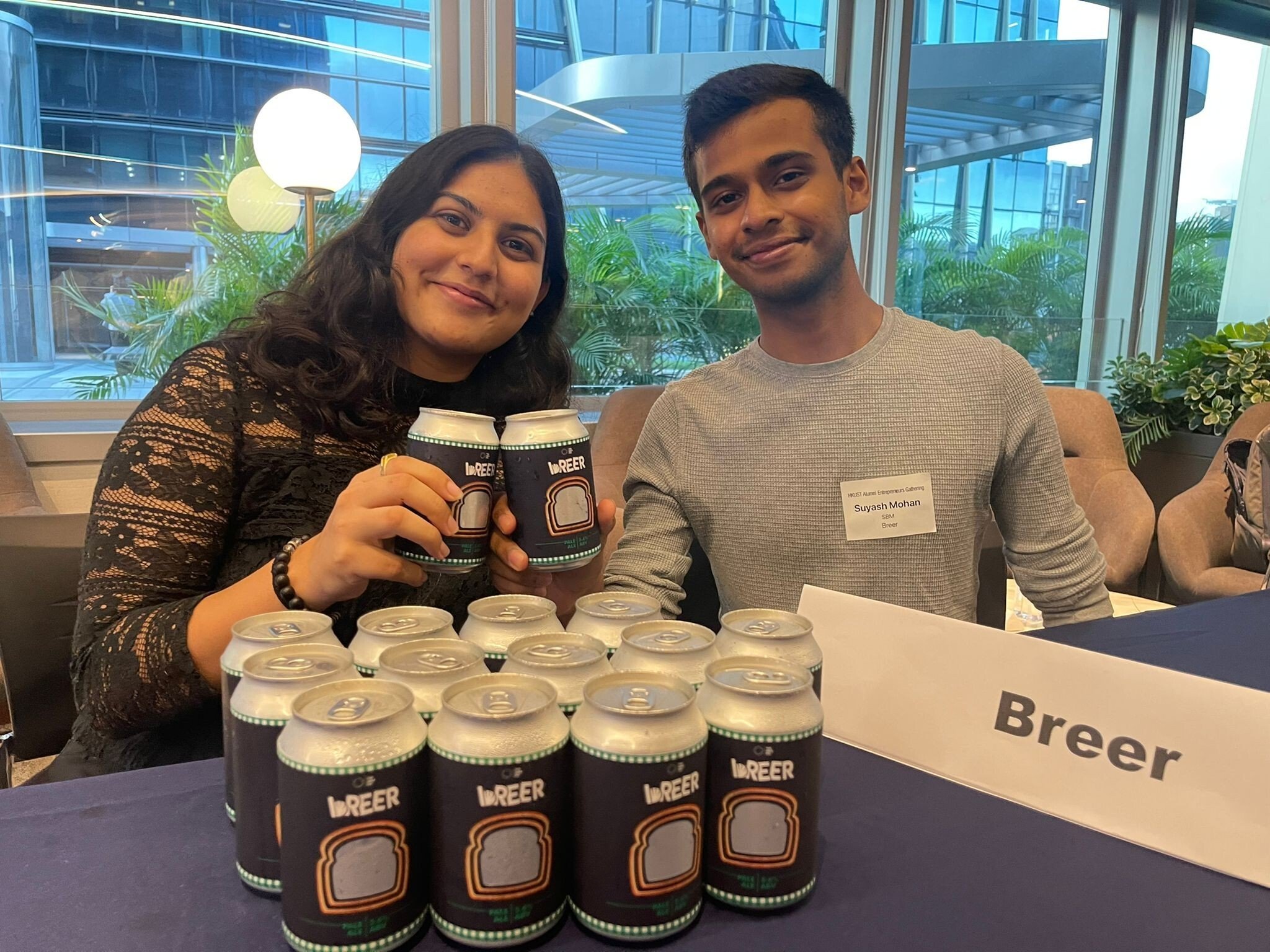 Anushka Purohit (left) and Suyash Mohan are two of the four founders of Breer, a start-up that creates beer from leftover bread. It was one of the top winners at Hong Kong’s first City I&T Grand Challenge held in October.