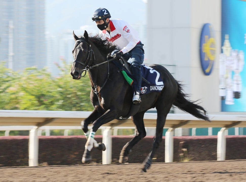 Danon Kingly works at Sha Tin on Tuesday morning.