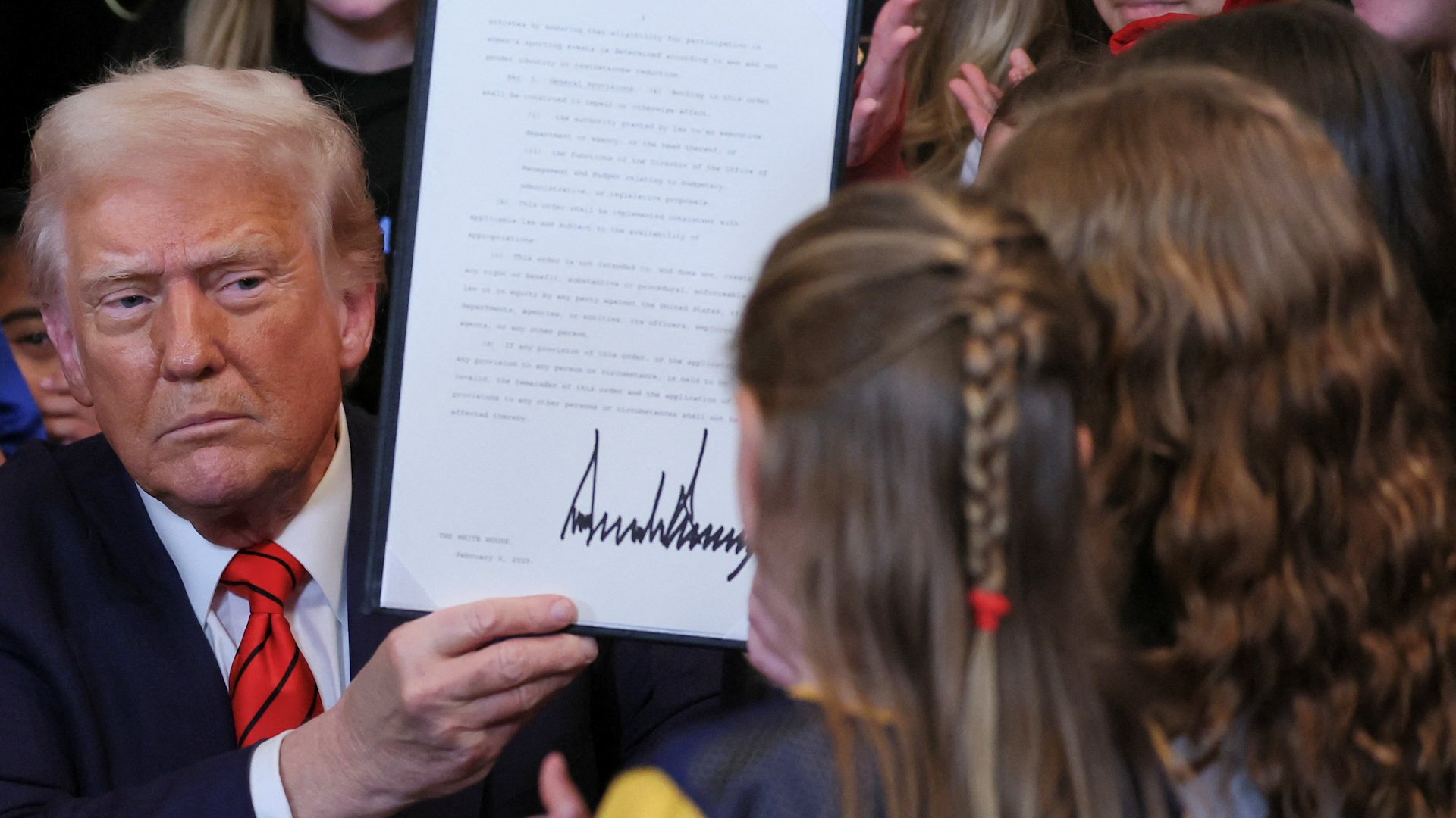 Trump signs order seeking to ban transgender athletes from women’s sports