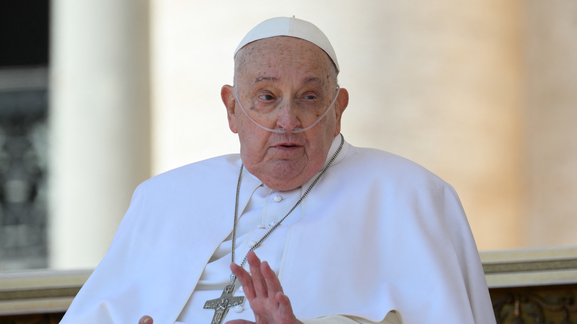 Pope Francis greets crowds in surprise public appearance as he recovers from pneumonia