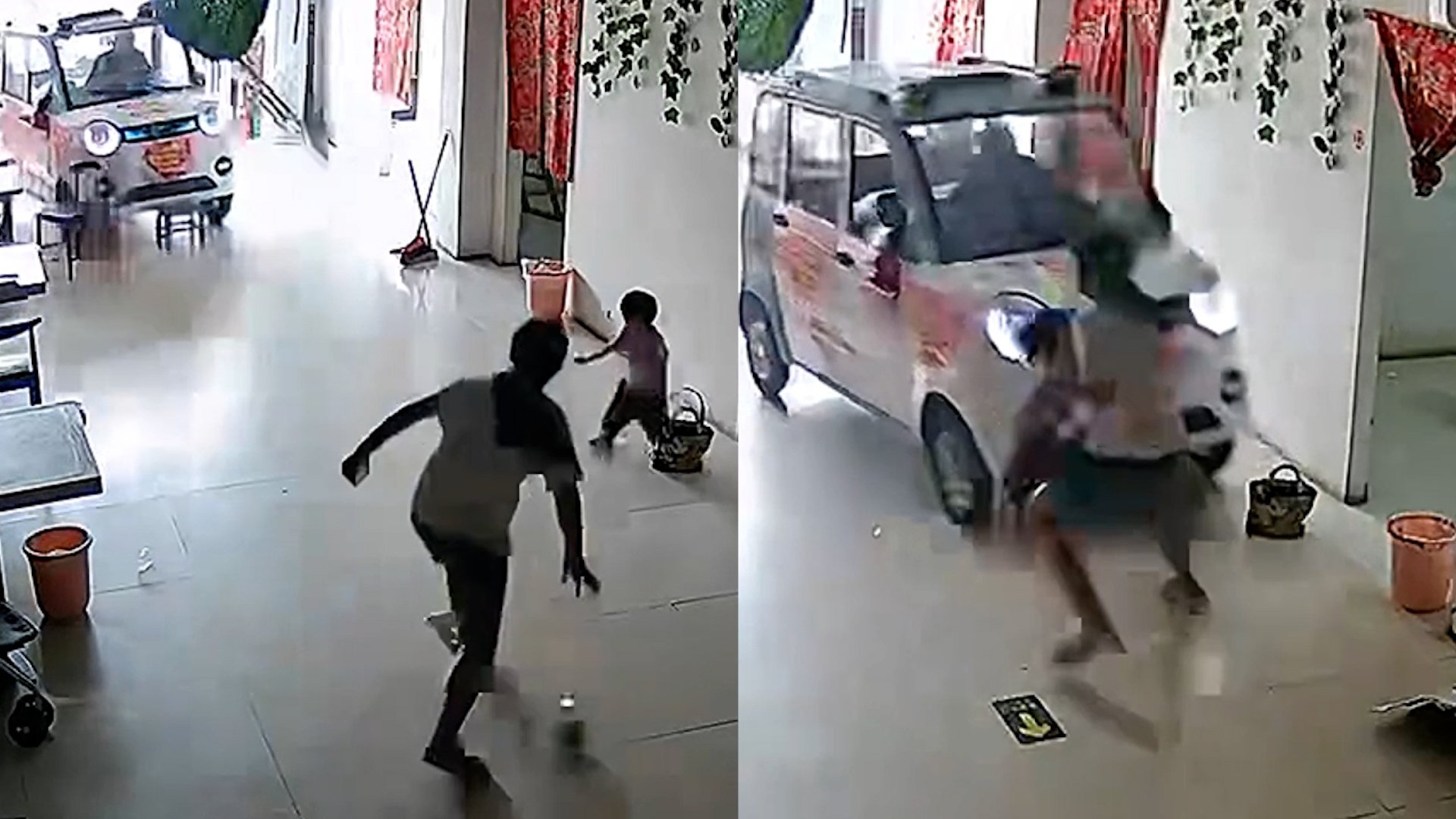 Chinese teenager saves little sister from out-of-control car