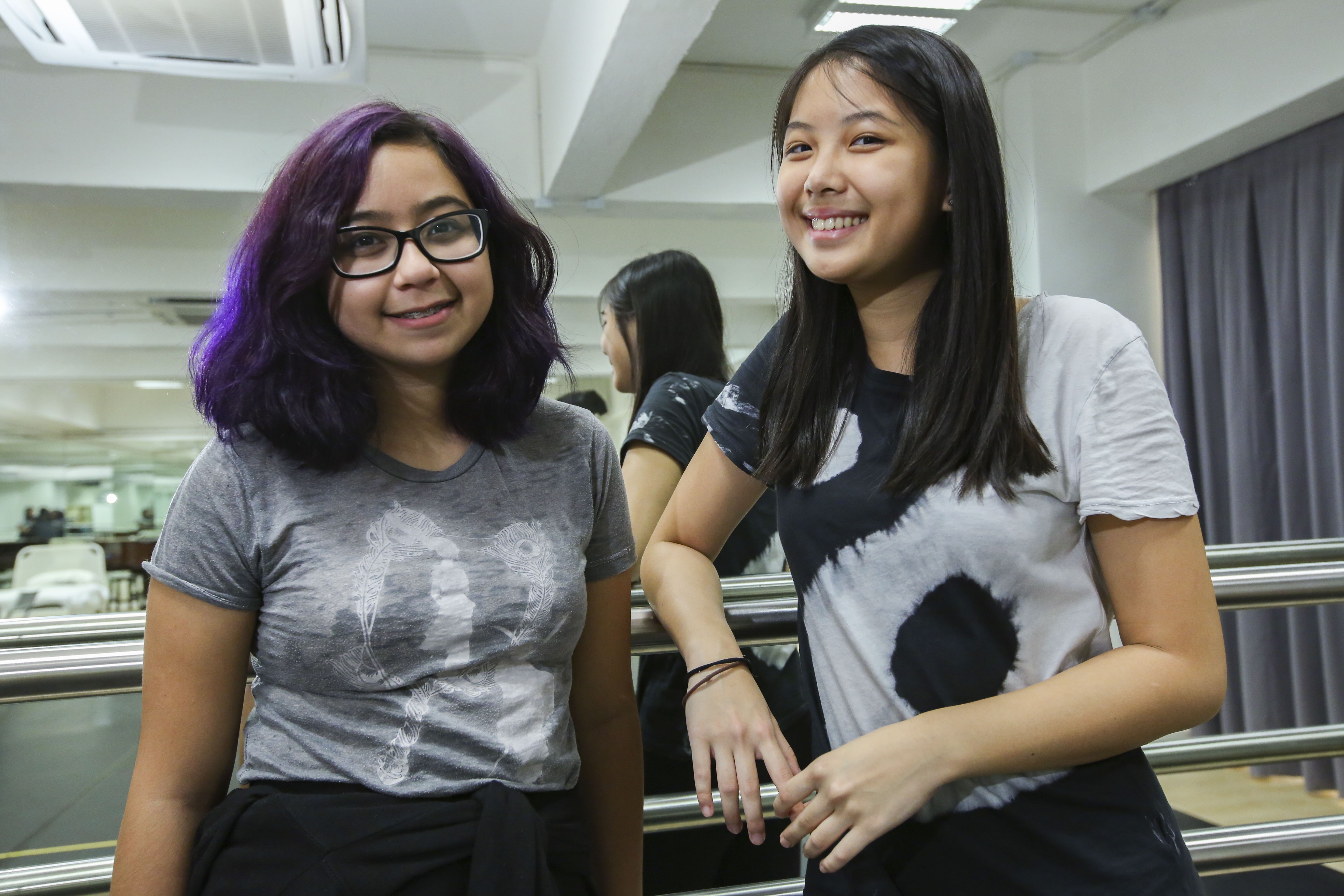 Maya (left) and Gingin wrote about things they truly care about at HKYAF's scriptwriting programme.