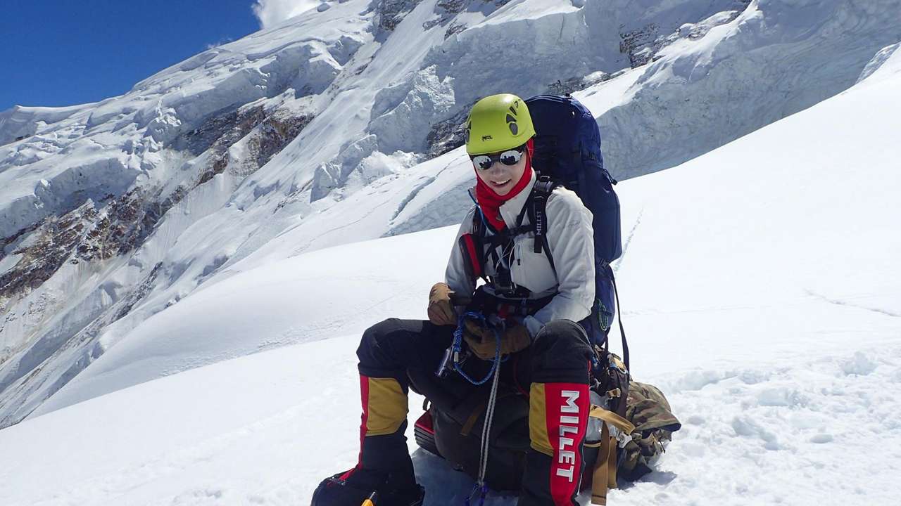 This image may be republished, Marin Minamiya, age 19 and an almuna of South Island School is the youngest female is the world to summit Mt Manaslu and is set to complete the Explorer's Grand Slam.