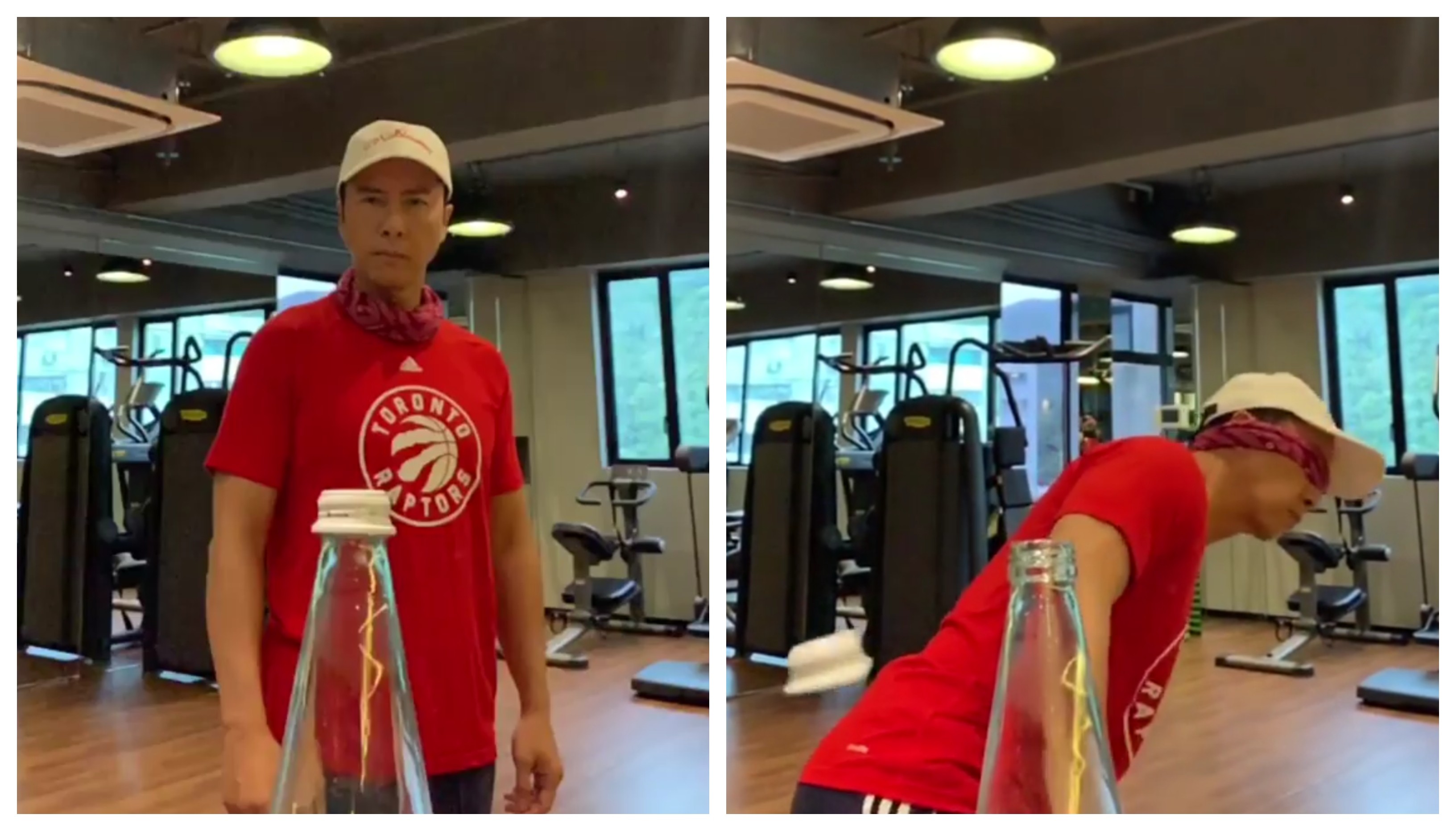 Action star Donnie Yen took up the Bottle Cap Challenge blindfolded.
