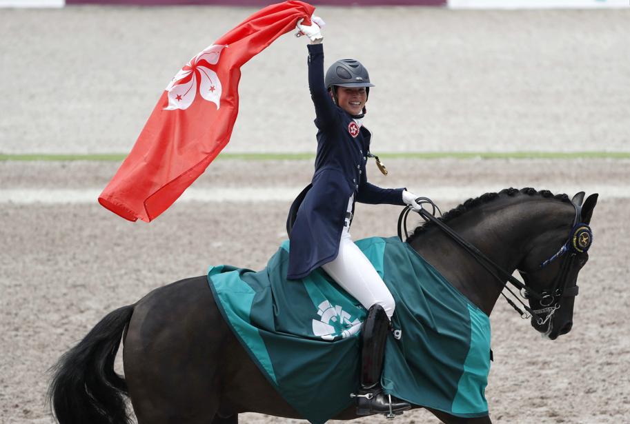 Equestrian Jacqueline Wong cried tears of joy after she won a gold medal at the Jakarta Asian Games in 2018.
