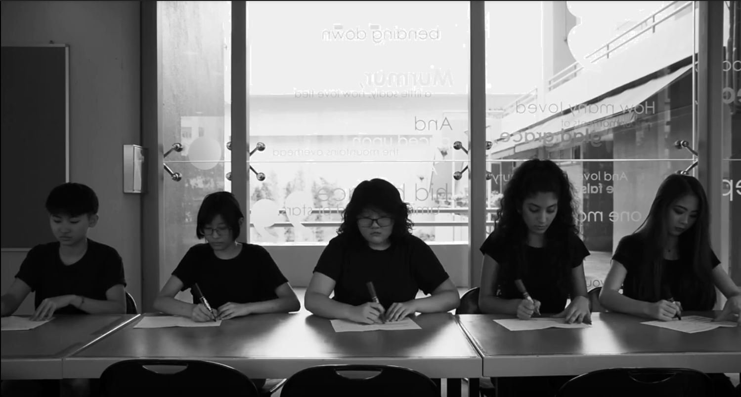In the beginning of the video, everyone is wearing the same thing and performing the same action every day.