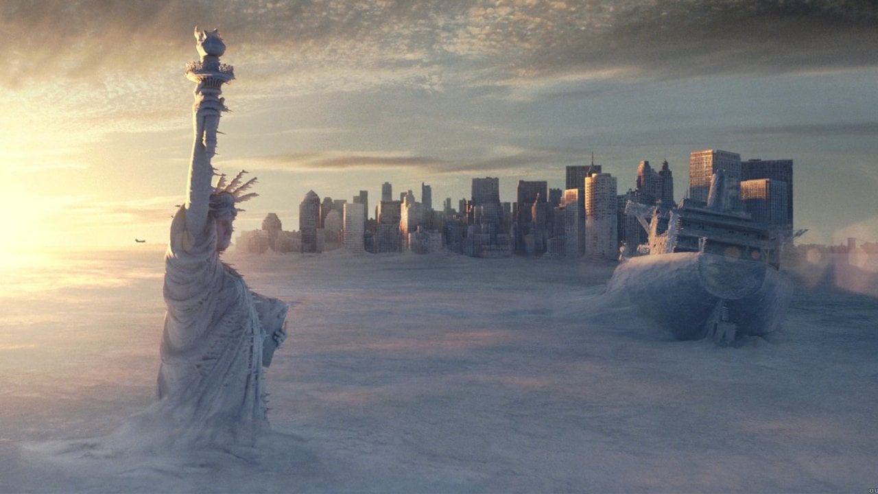 A scene from the Day After Tomorrow, in which New York was covered with ice and snow.