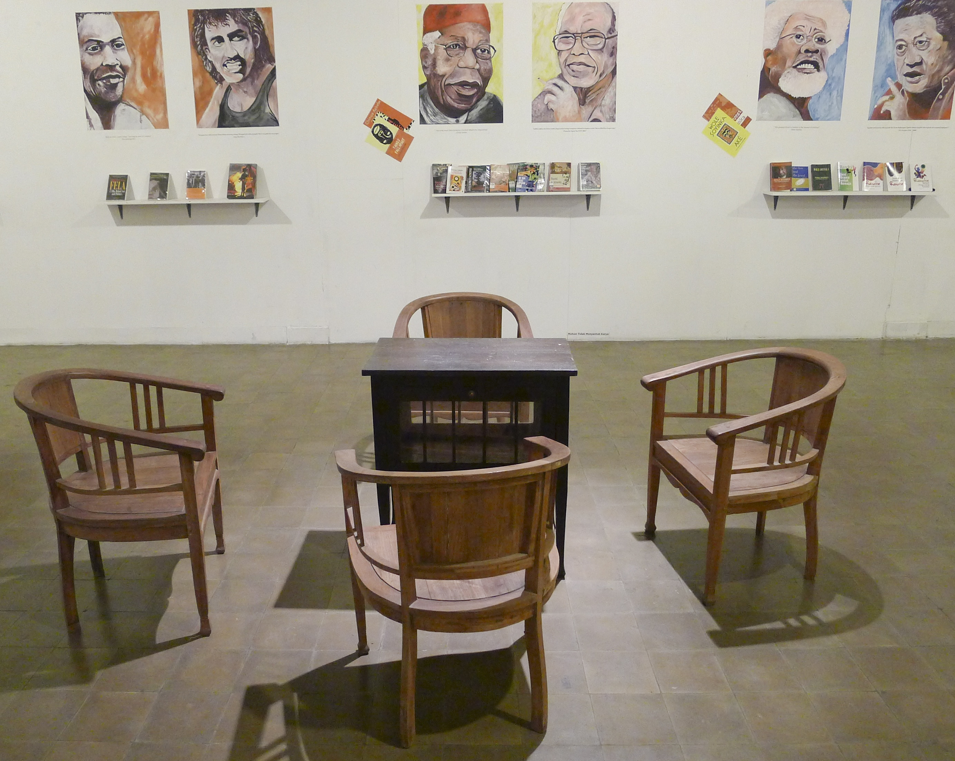 This handout image show Library & information room about Nigeria showing writers' portraits at the Jogya Biennale 2015. Credit: JOHN BATTEN [06DECEMBER2015 THE REVIEW ARTS SECOND]