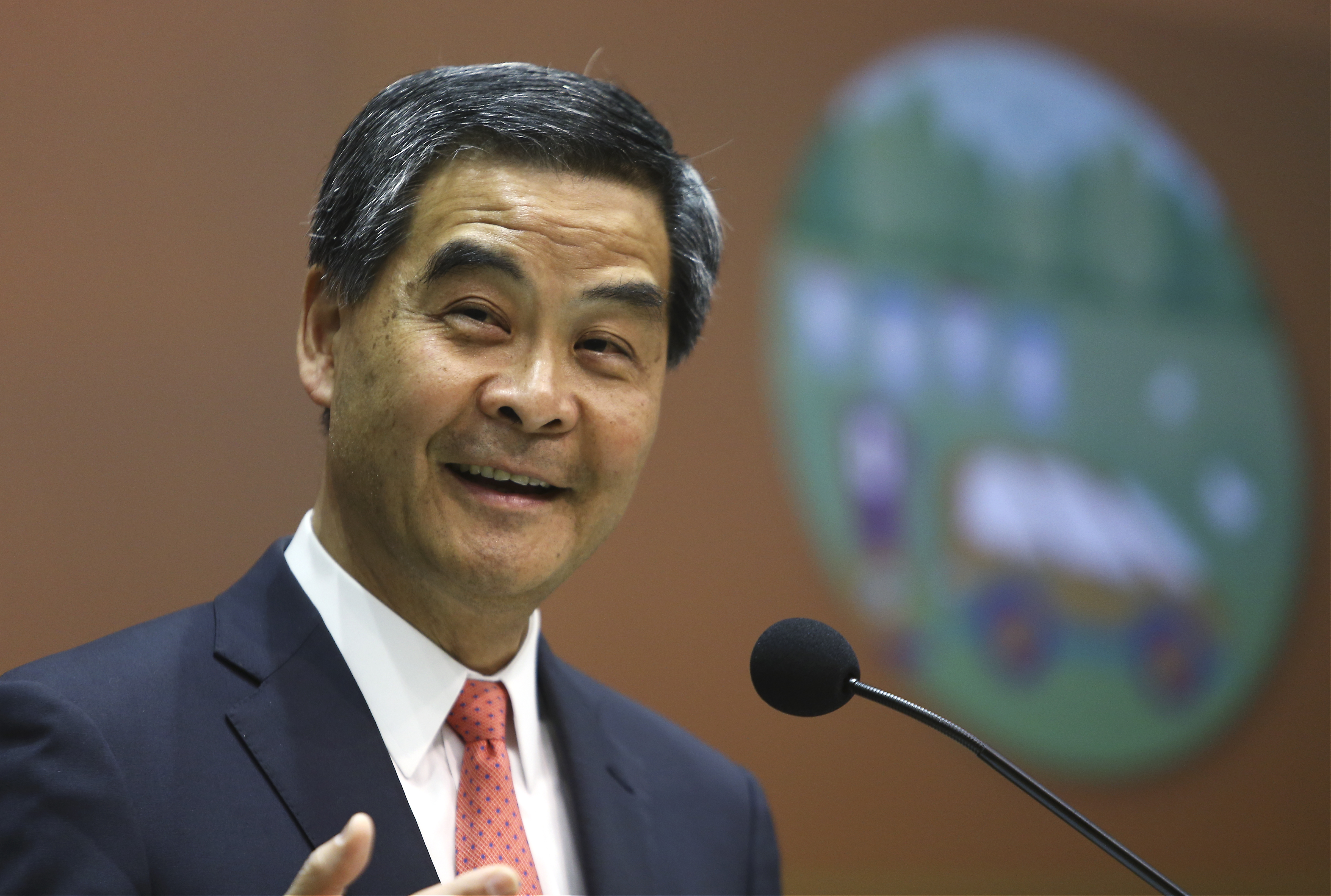 Chief Executive Leung Chun-ying attends the press conference on his 2016 Policy Address at CGO, Tamar. 13JAN16 SCMP/Sam Tsang