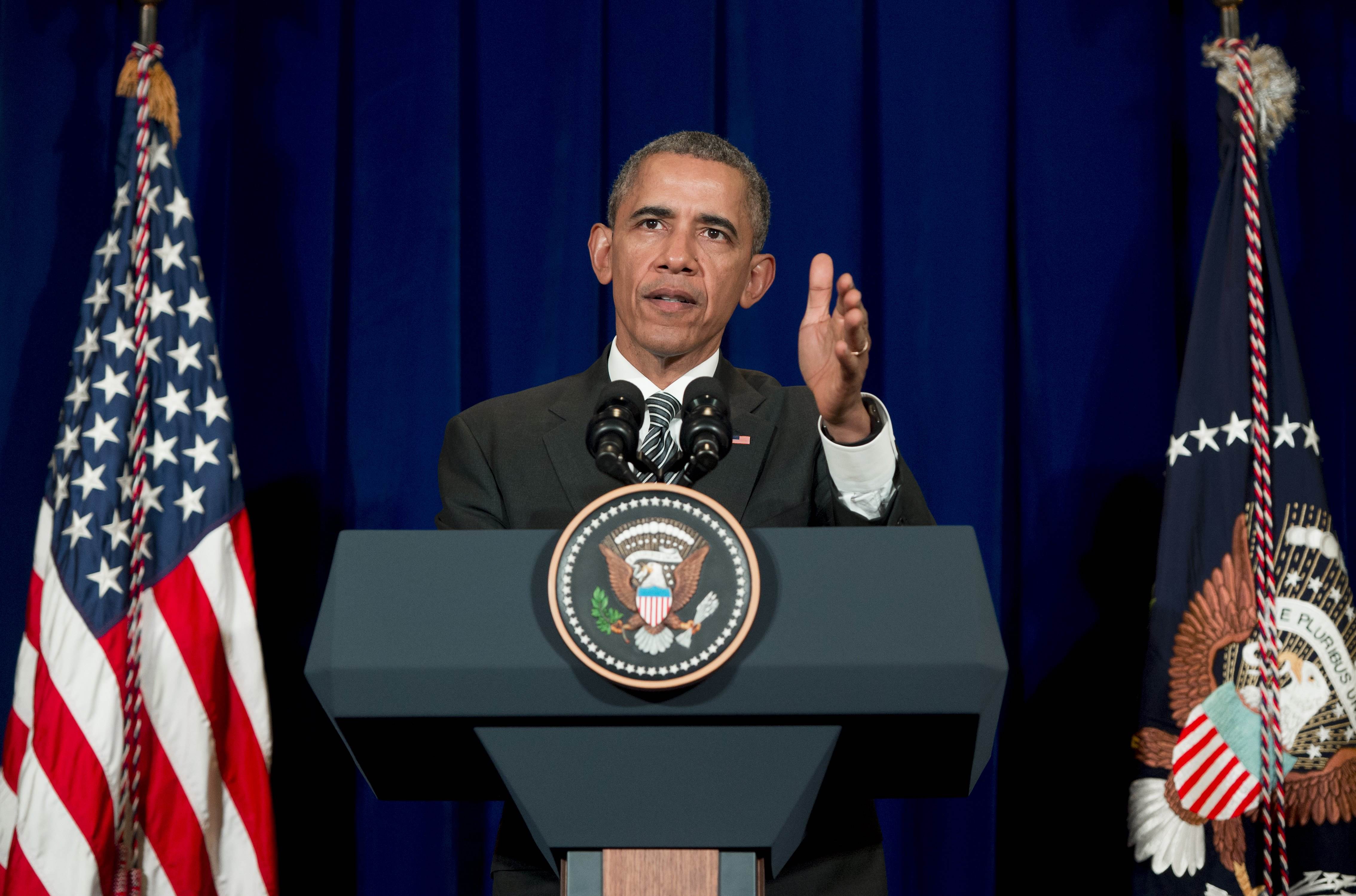 US President Barack Obama holds a press conference in Kuala Lumpur on November 22, 2015, following his participation in the Association of Southeast Asian Nations (ASEAN) Summit. Obama and his counterparts from China, India, Japan and elsewhere are meeting in Kuala Lumpur for two days of talks hosted by the 10-country ASEAN. AFP PHOTO / SAUL LOEB