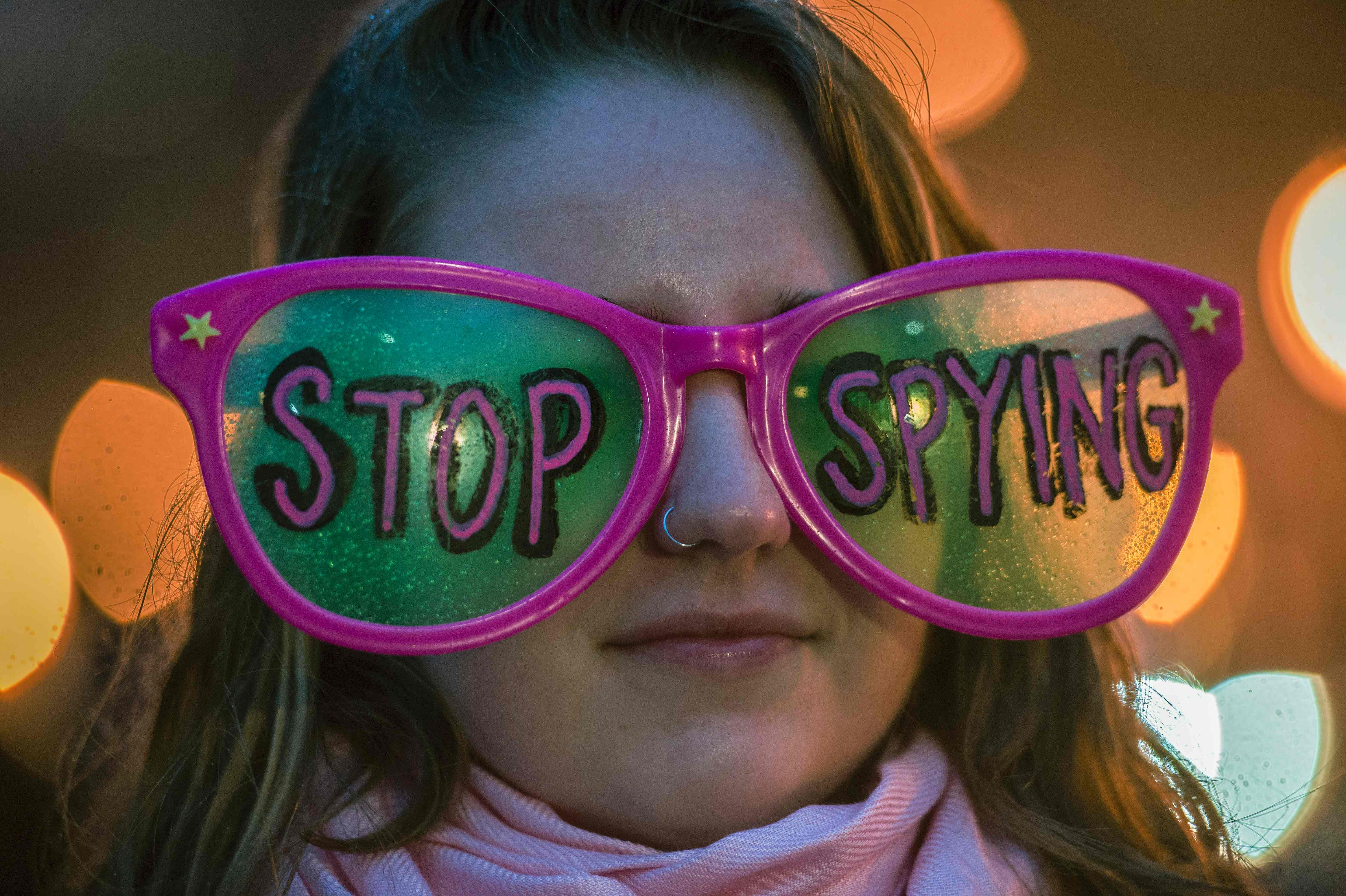 A protester outside the FBI headquarters in Washington, DC. Photo: AFP