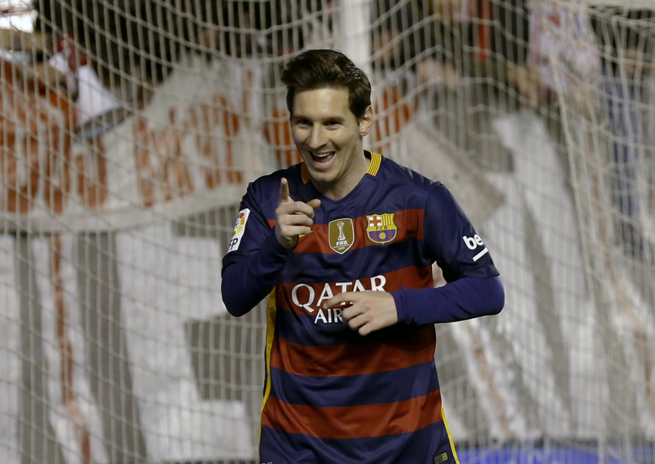 Lionel Messi scored at hat-trick for Barcelona on the day they set the record for 35 unbeaten matches. Photo: Reuters