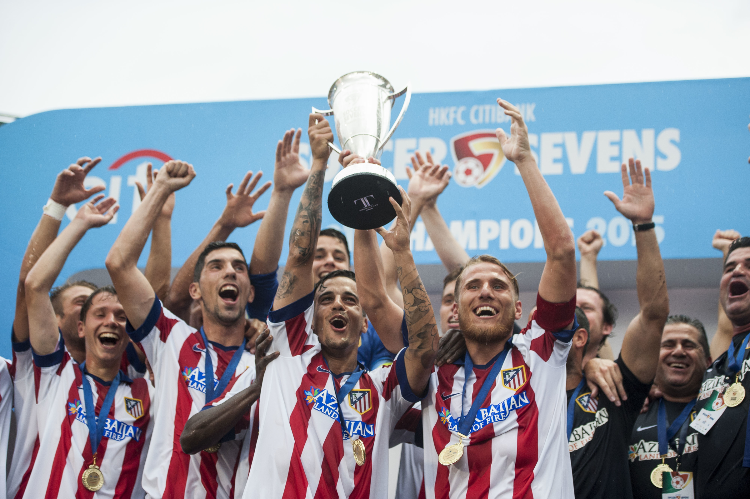 Atletico Madrid celebrate their win last year.