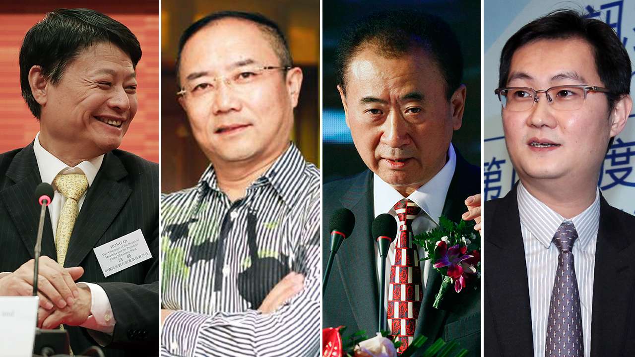 China’s biggest givers: (from left) Hong Qi, Tang Lixin, Wang Jianlin and Pony Ma Huateng. Photos: SCMP Pictures