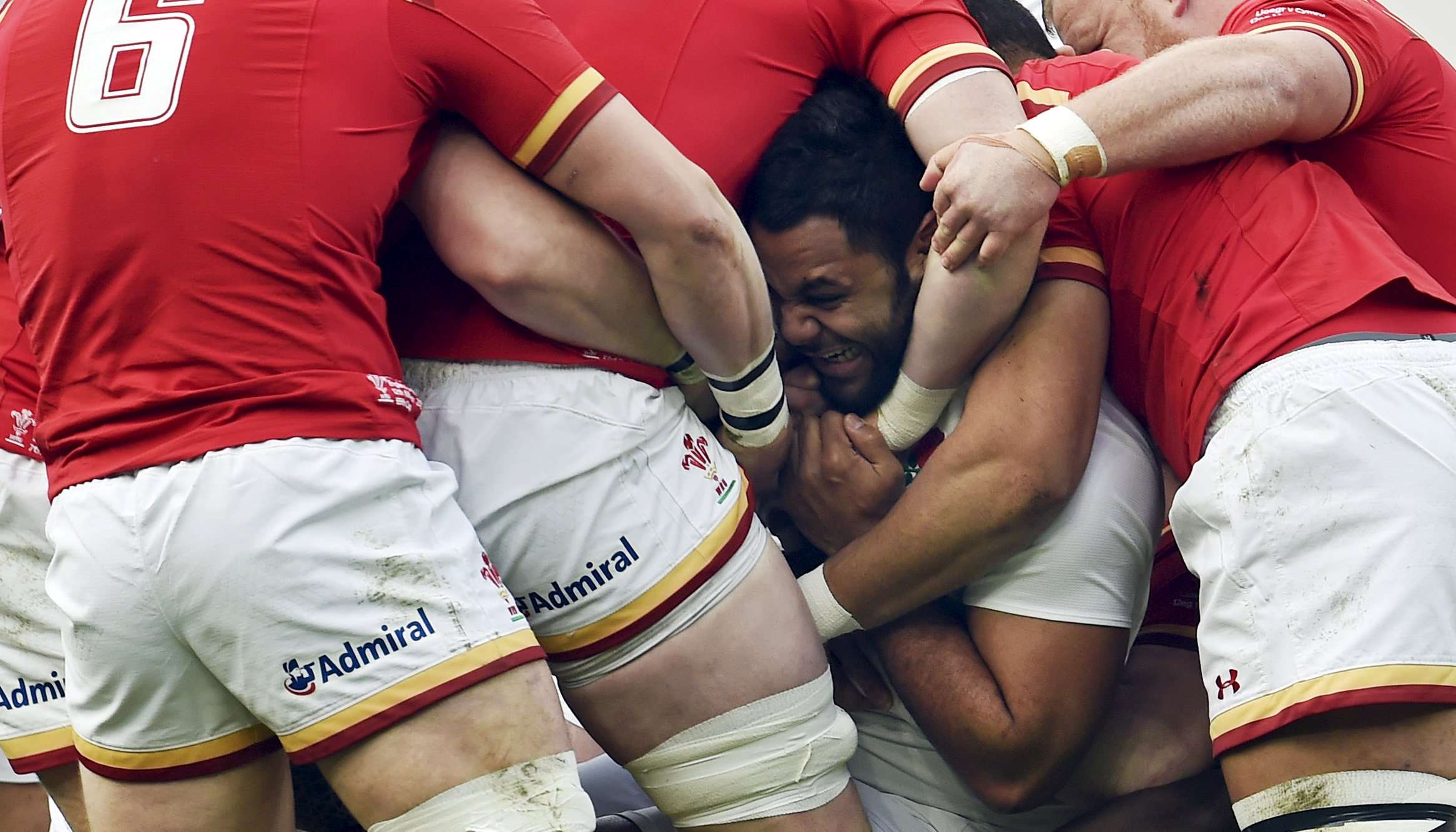 England's Billy Vunipola in the thick of the action at Twickenham. Photo: Reuters