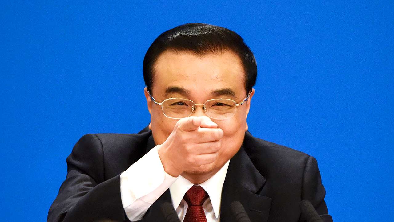 Premier Li pictured during his press conference. Photo: AFP