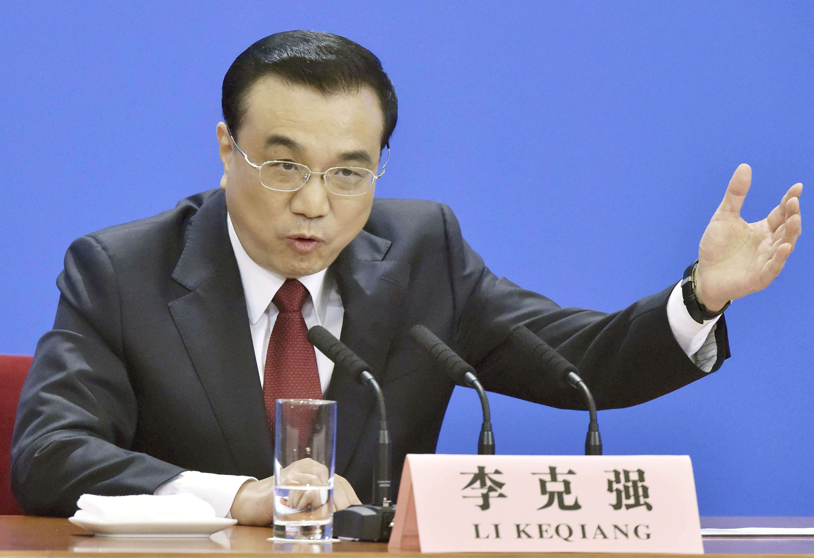 Premier Li Keqiang attends a press conference in Beijing on March 16, 2016, following the closure of the annual session of the National People's Congress. Photo: Kyodo
