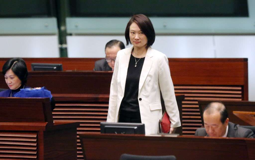 DAB's legislator Starry Lee Wai-king attends meeting at Legco Chamber in Tamar. Photo: Nora Tam