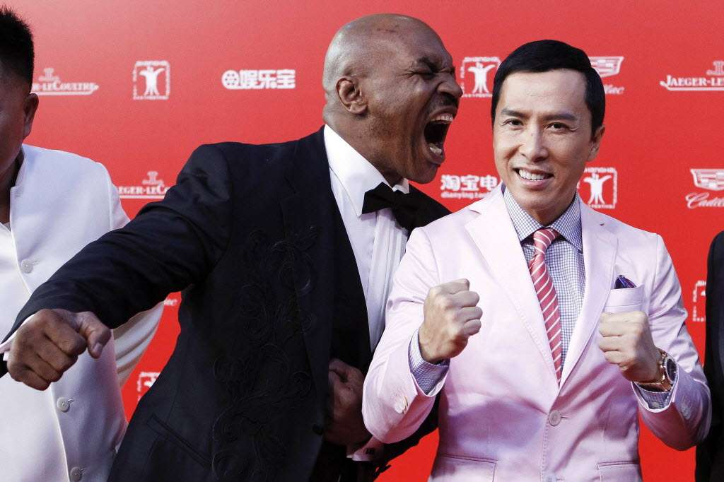 Ip Man 3 stars Mike Tyson and Donnie Yen at the opening ceremony of the Shanghai International Film Festival in 2015. The film’s Chinese distributor has since had its licence suspended for making up thousands of screenings in a huge box office fraud. Photo: AFP