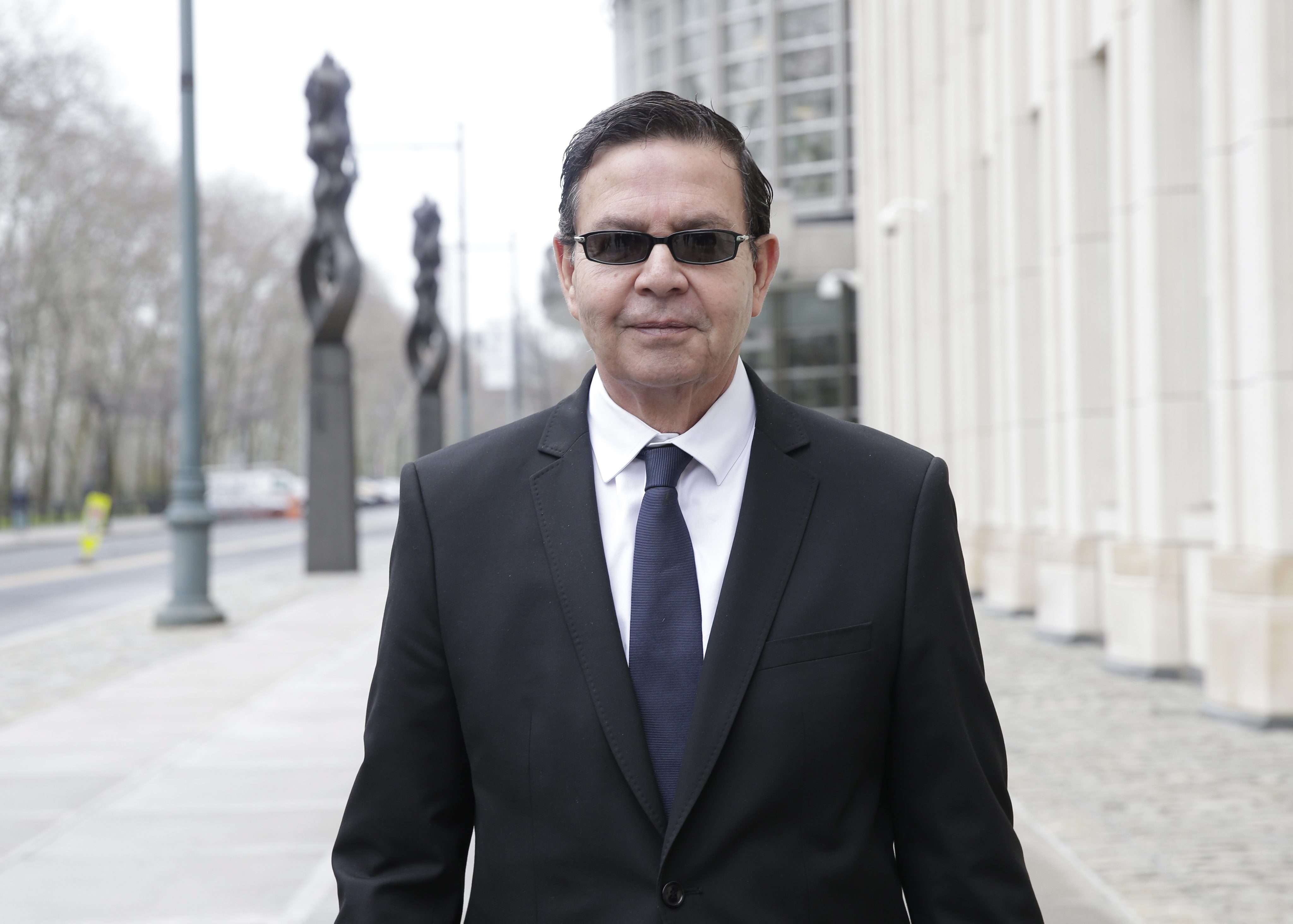 Former Honduran president Rafael Callejas leaves the federal courthouse in Brooklyn after pleading guilty to conspiracy charges in the Fifa scandal. Photo: EPA