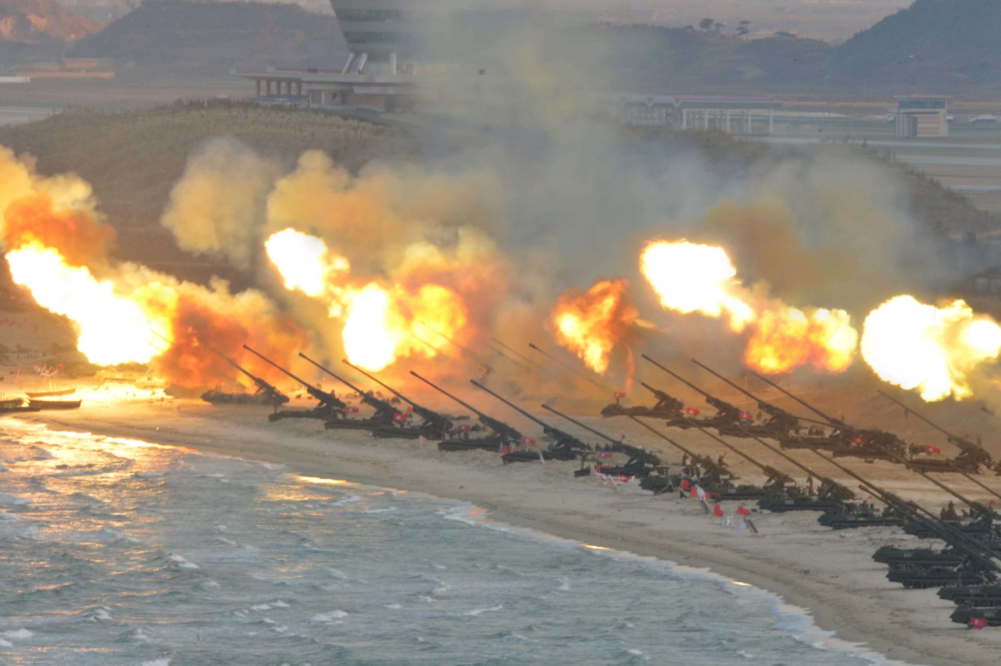 Artillery pieces are fired during a military drill in this photo released by North Korean media. The isolated state claims it has tested a hydrogen bomb in an underground explosion. Photo: Reuters