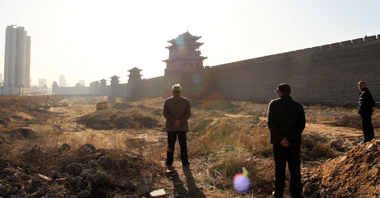 The construction site of the moat at north City Wall in Datong, Shanxi province. Photo: Simon Song