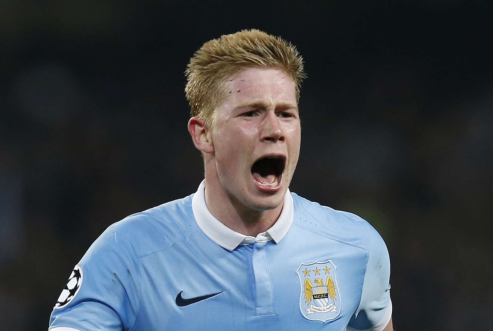 Kevin de Bruyne celebrates scoring the first goal for Manchester City. Photo: Reuters