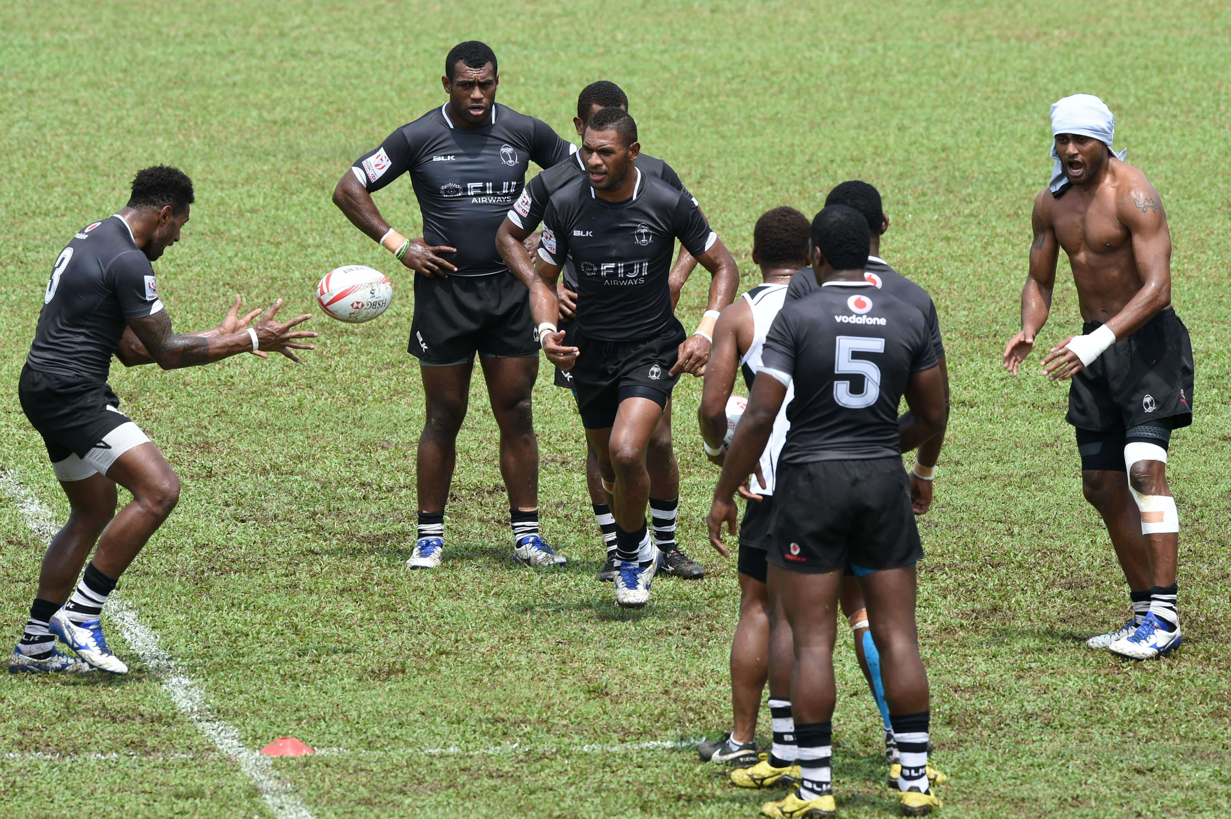 Fiji's players attend a training session ahead of the Singapore Seven this weekend. Photo: AFP