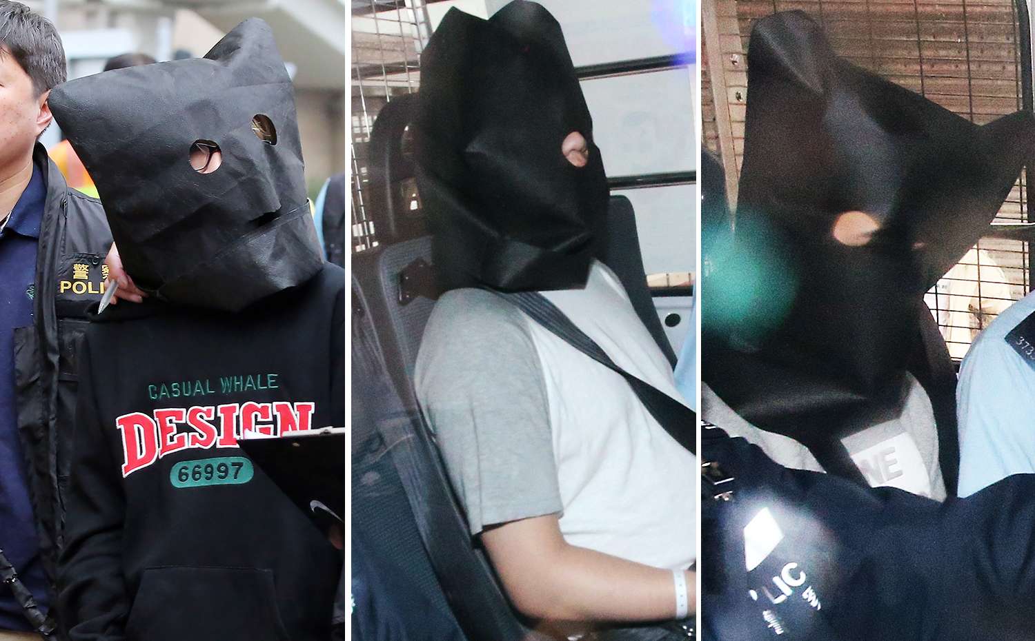 Three more suspects in the cement murder case arriving at Tsuen Wan Court on Friday. Photos: Edward Wong, David Wong